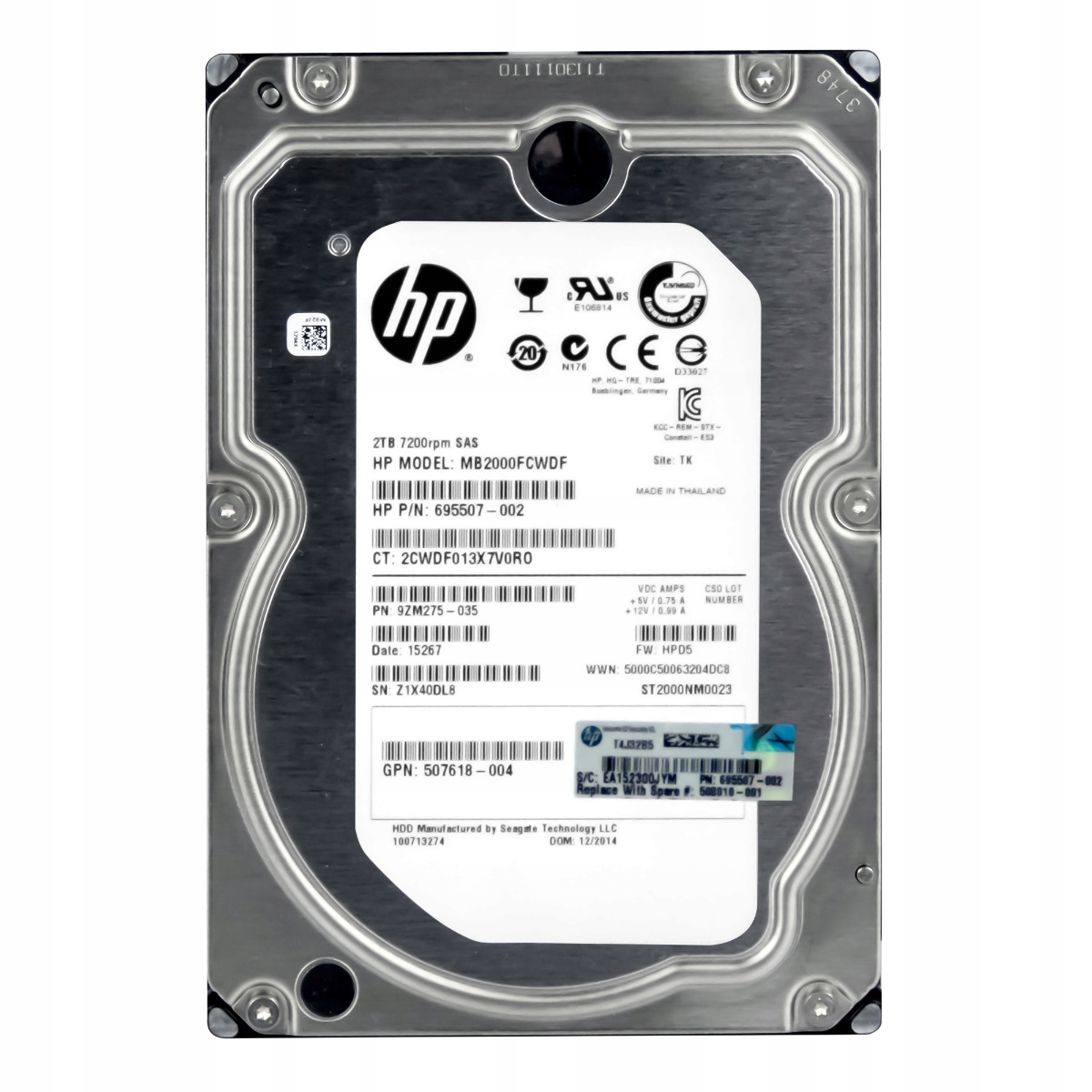 Hp 695507-002 2TB 7.2k 128 Mb SAS-2 3.5'' MB2000FCWDF