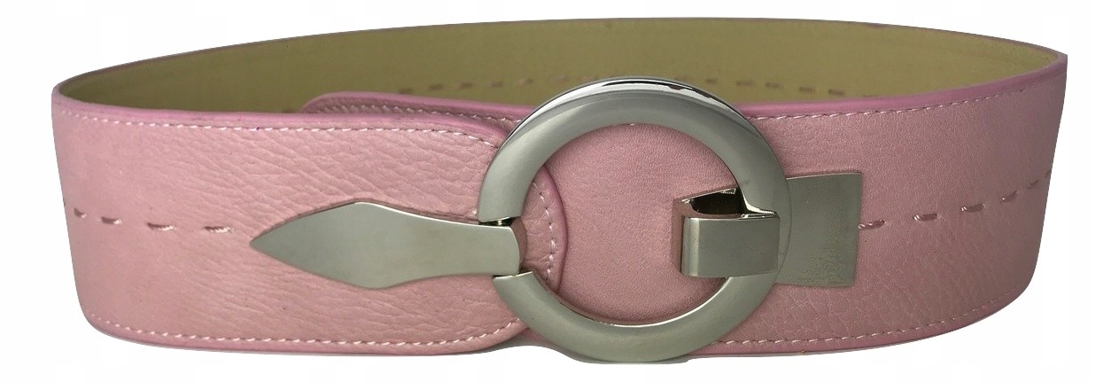 

Pasek Damski różowy Szeroki 6 cm srebrna klamra