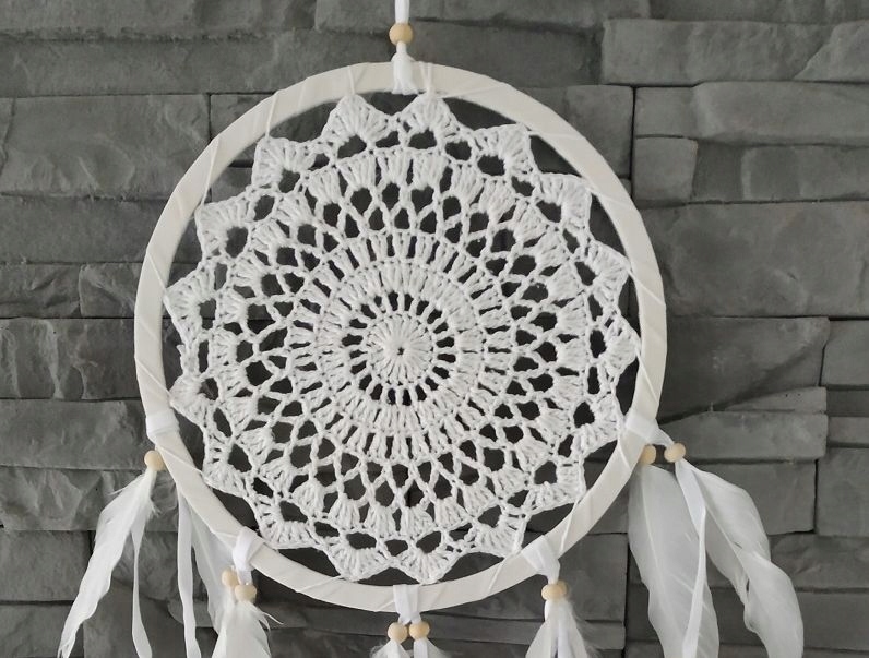 DUŻY ŁAPACZ SNÓW DREAMCATCHER HAFTOWANE KORONKA 90 Długość (cm) 90 cm