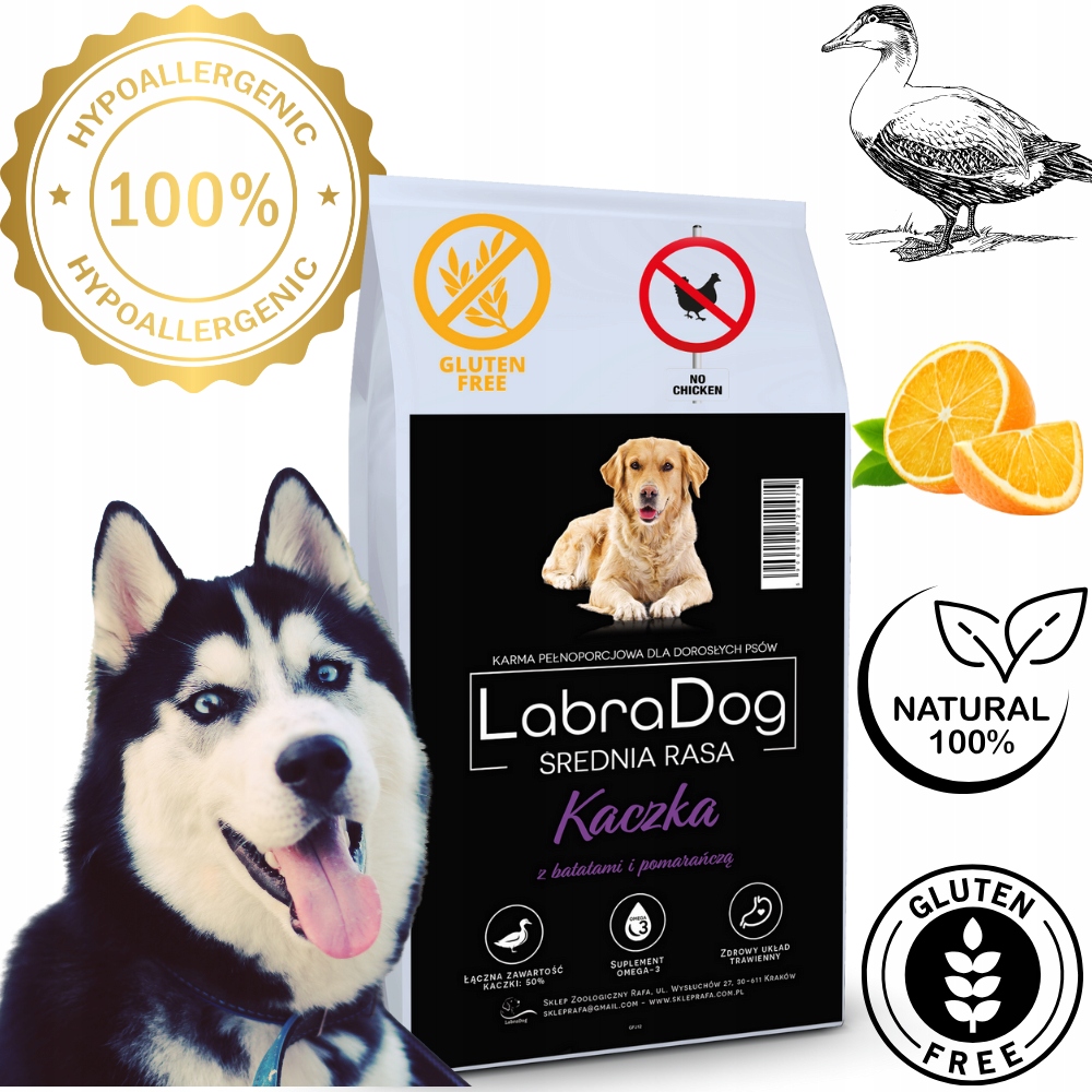 LabraDog Superfood Kachna s batáty a pomeranči pro střední plemena 12 kg