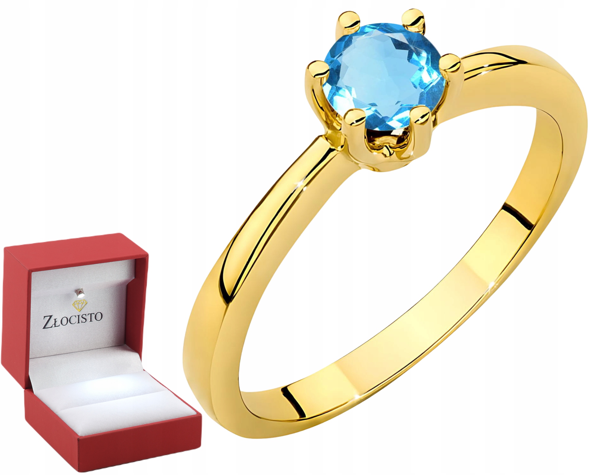 Prstýnek Prsten S Tyrkýzovým Topazem, Švýcarské Modré Zlato 585, Dárek Gravírování