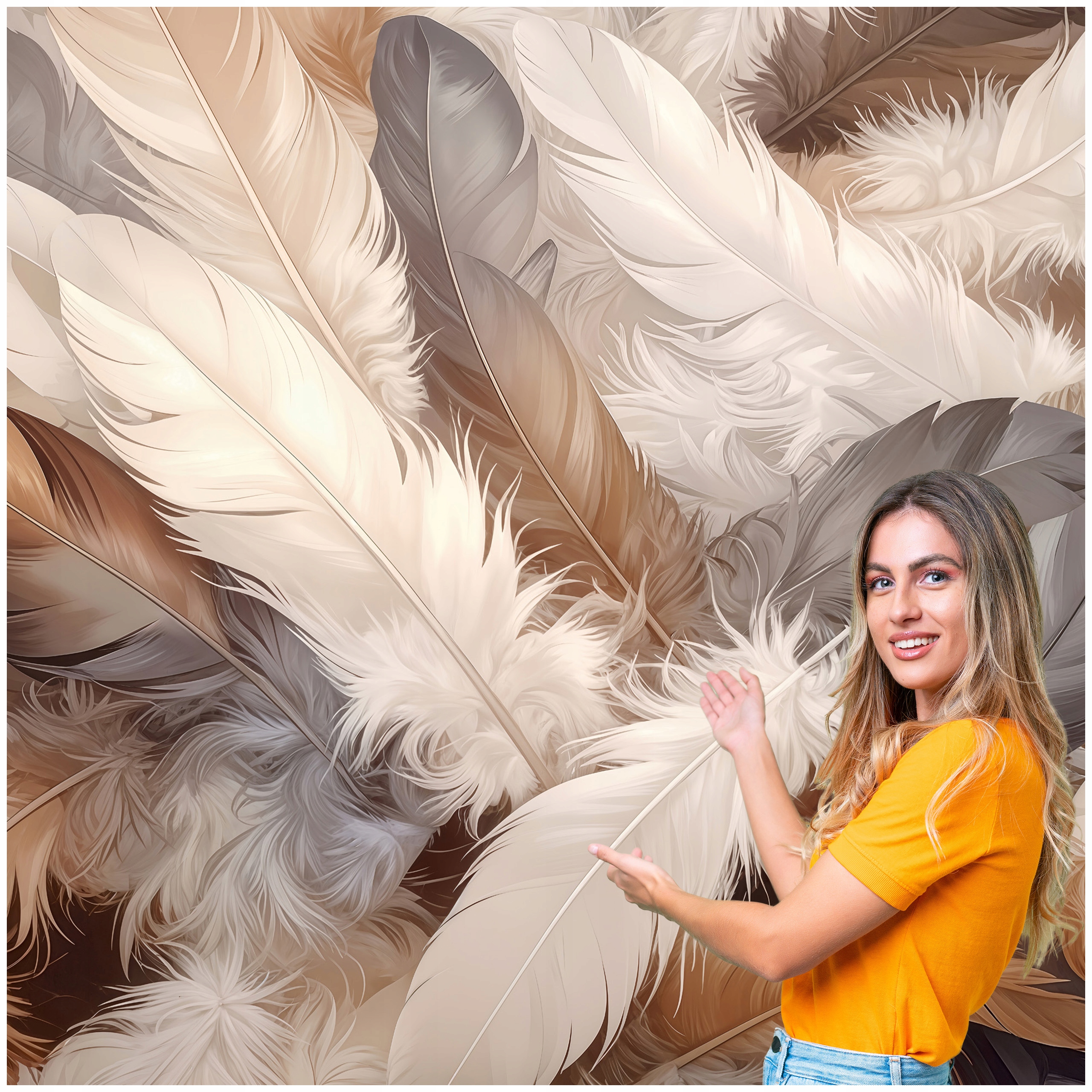 3D fototapeta Salon Spálňa Perie Abstrakcia Boho Glamour 392x280 PAB05W