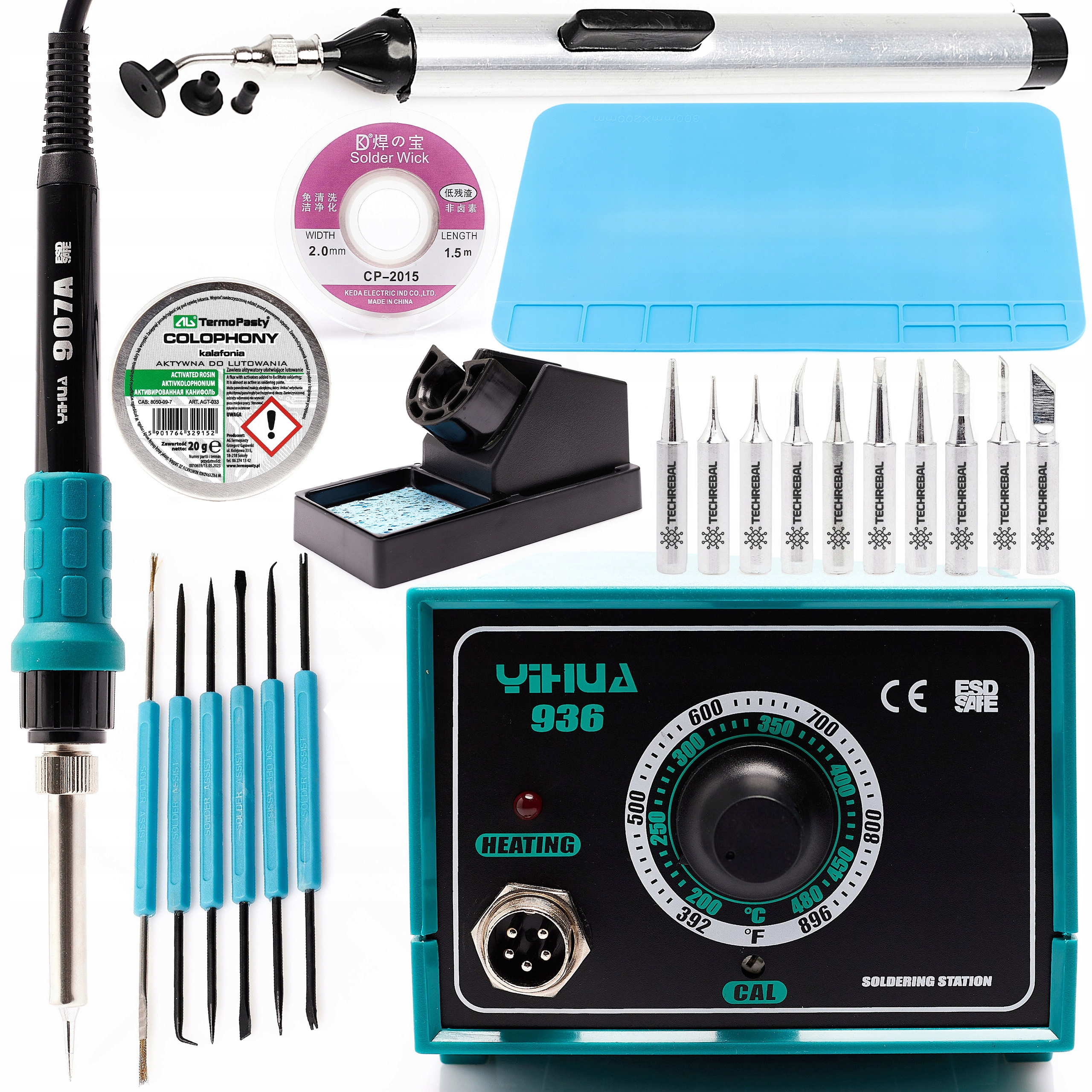 Pájecí Stanice Yihua 936 Páječka Set 10x Hrot 900M Podložka Servis Esd