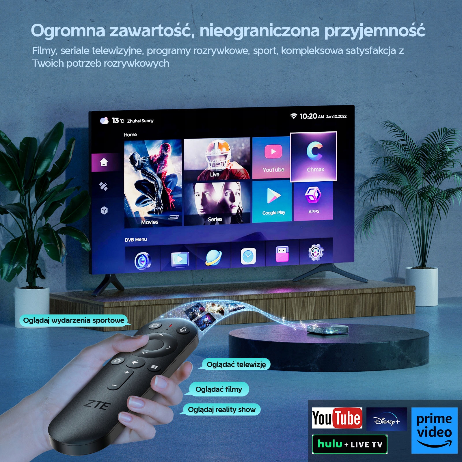 ZTE TV BOX 4K UItra Odtwarzacz multimediów strumieniowych HD Android tv EU EAN (GTIN) 6977171901341