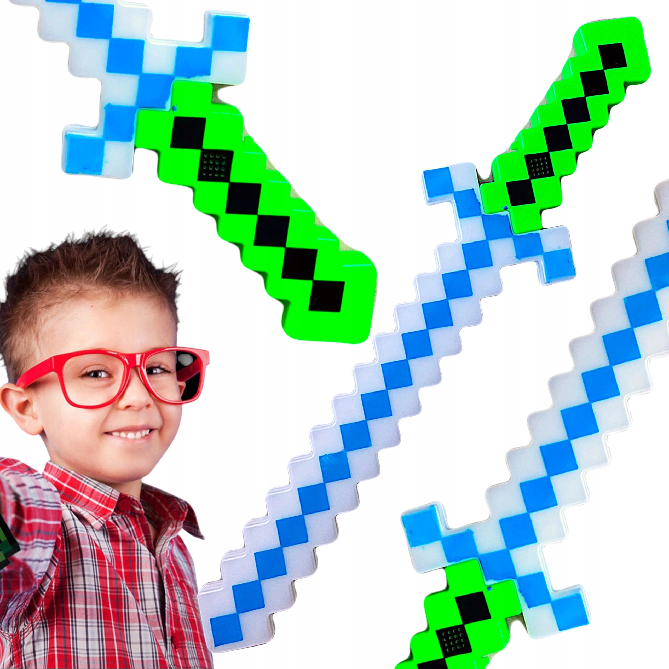 MIECZ ŚWIETLNY Z GRY PIKSEL PIXEL KWADRATY ŚWIECĄCY PIKSELOWY DLA FANÓW