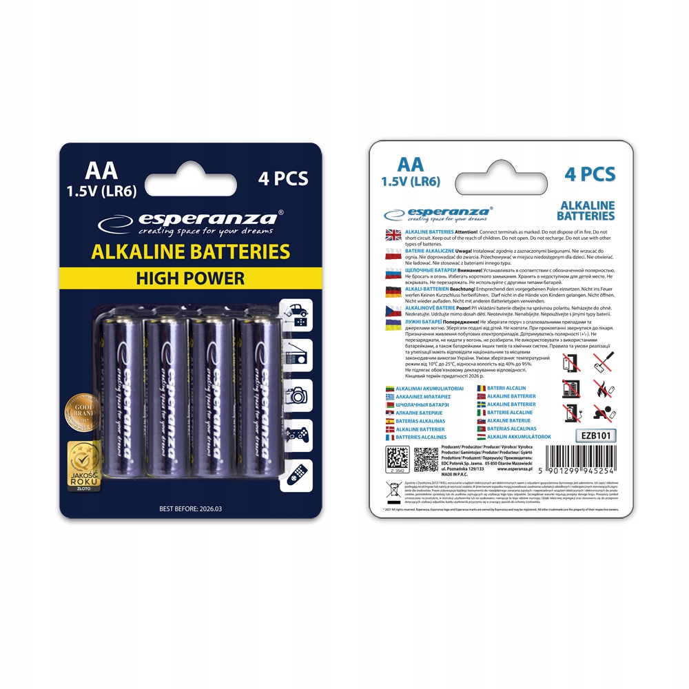 

Bateria alkaliczna Esperanza Aa (R6) 4 szt.