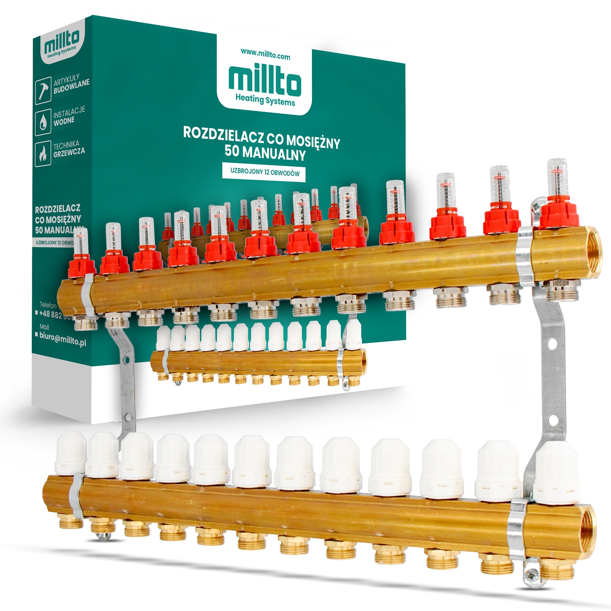 Rozdeľovač Podlahovky podlahového vykurovania 12 Obvodov Sekcia Rotameter 4F