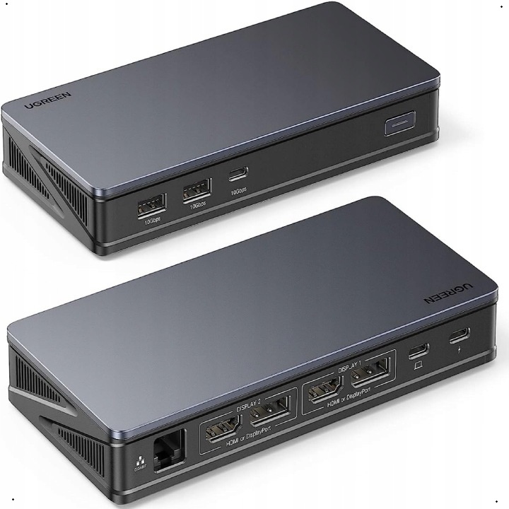 Dokovací stanice Ugreen 9v1, 2x Usb-a 1x Usb-c, 2x Hdmi, 2x Dp, 100W 4K 60Hz