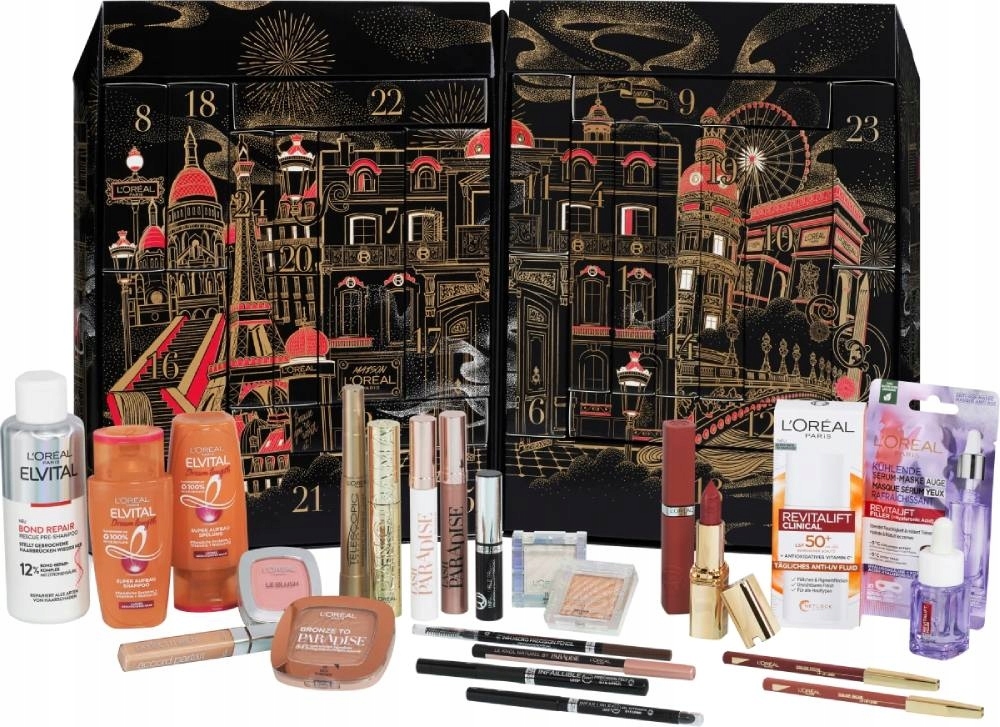 Адвент-календарь L'Oreal Paris 24 Beauty Highlights, 24 средства для макияжа и ухода за лицом — фото 2