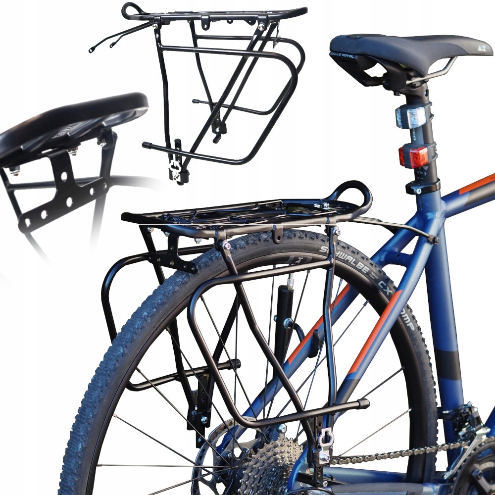 BAGAŻNIK ROWEROWY POD SAKWY TORBY VELOXO CZARNY ALU POD TARCZĘ 24-29 CALI