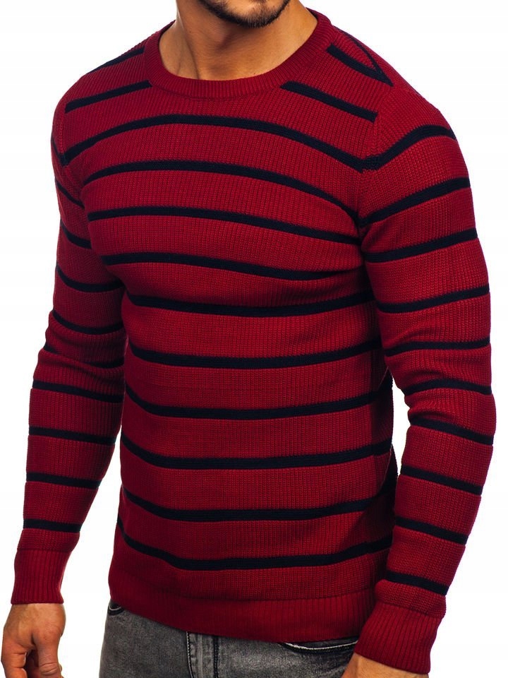 

Sweter Męski W Pasy Bordowy 4356 Denley_l