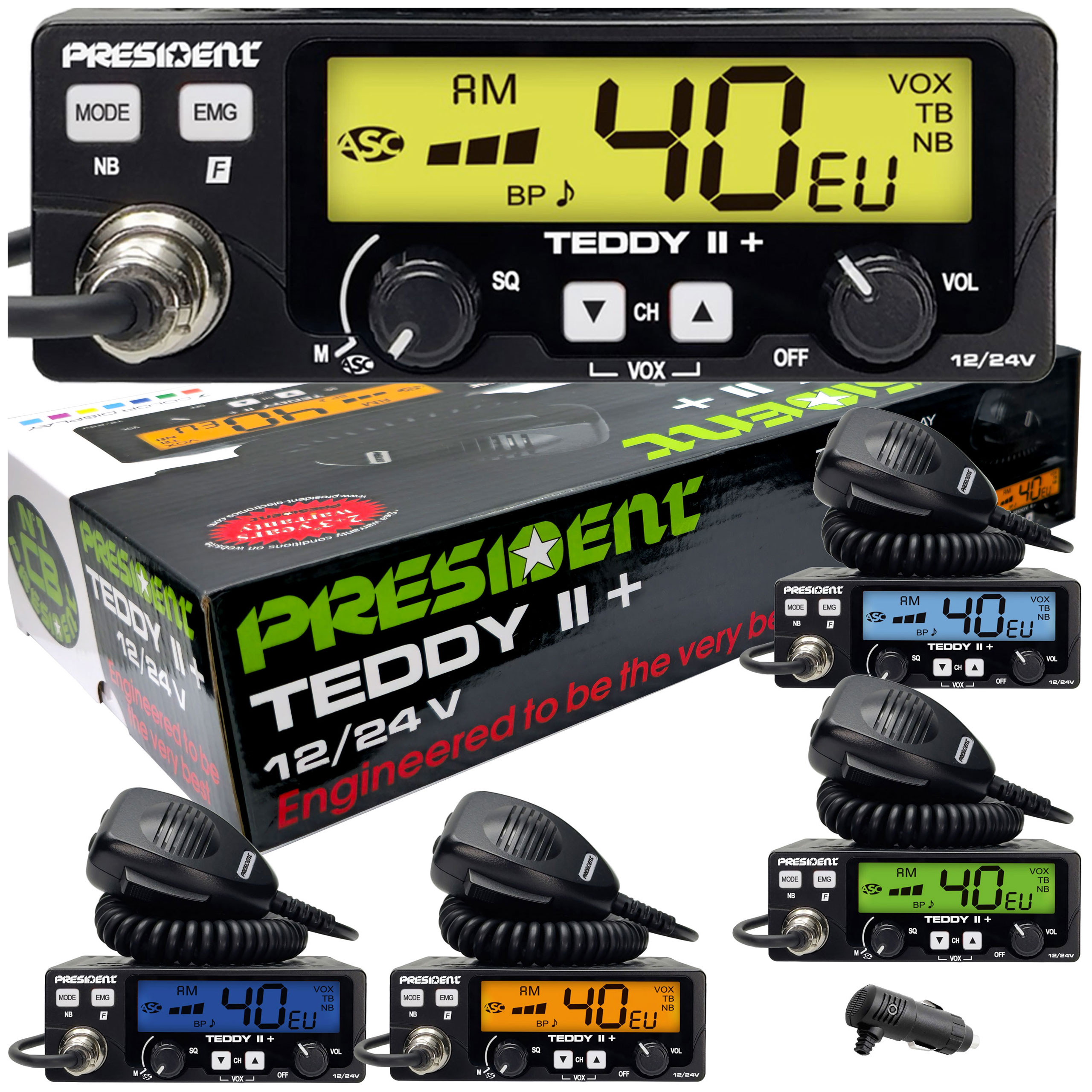 Kit Radio CB President Teddy II ASC AM/FM, VOX, NB, ANL, 12V Antenna CB ML70, Lunghezza 70cm, 26-30MHz, 200W - Foto 7
