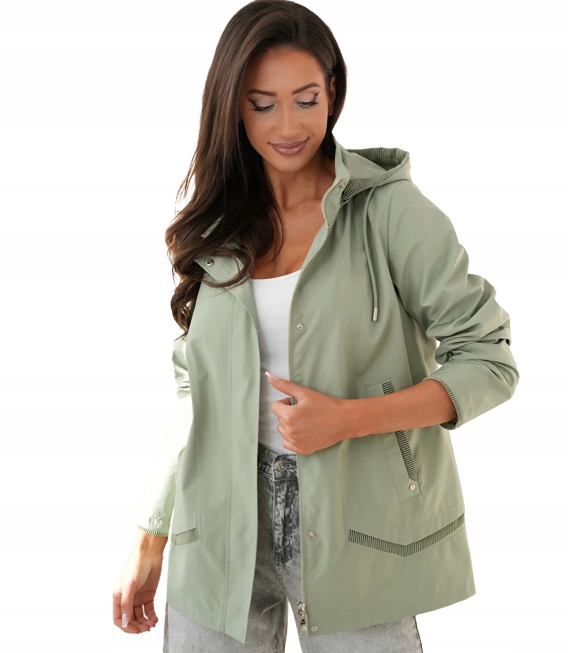 Dámská bunda Daniela – krátká, přechodová, s kapucí a kapsami 40