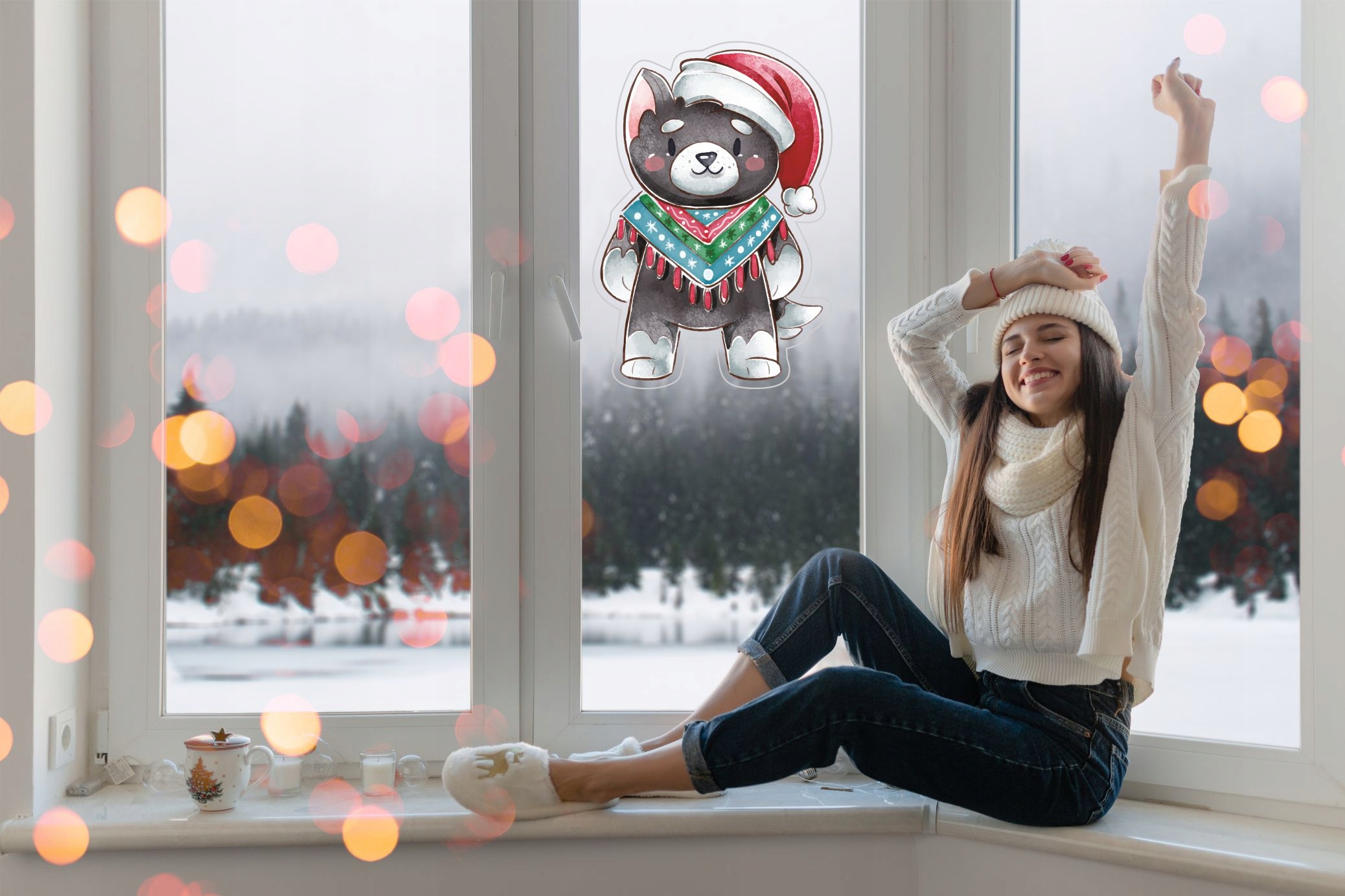 Naklejka ŚWIĄTECZNA na okno MIŚ MIKOŁAJ Marka Creator