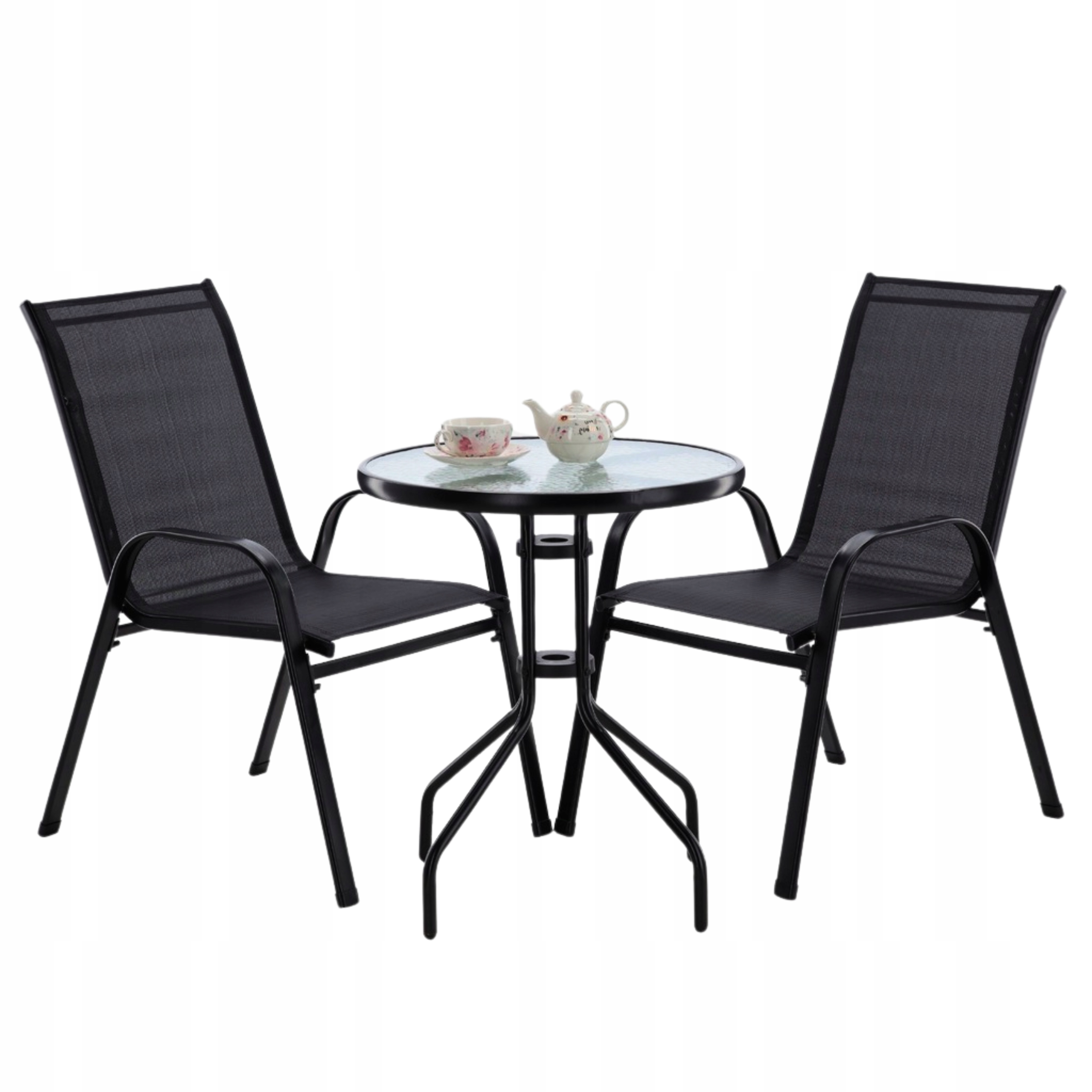 Sada balkónových záhradných nábytkov na terasu Sklenený stôl Stoličky