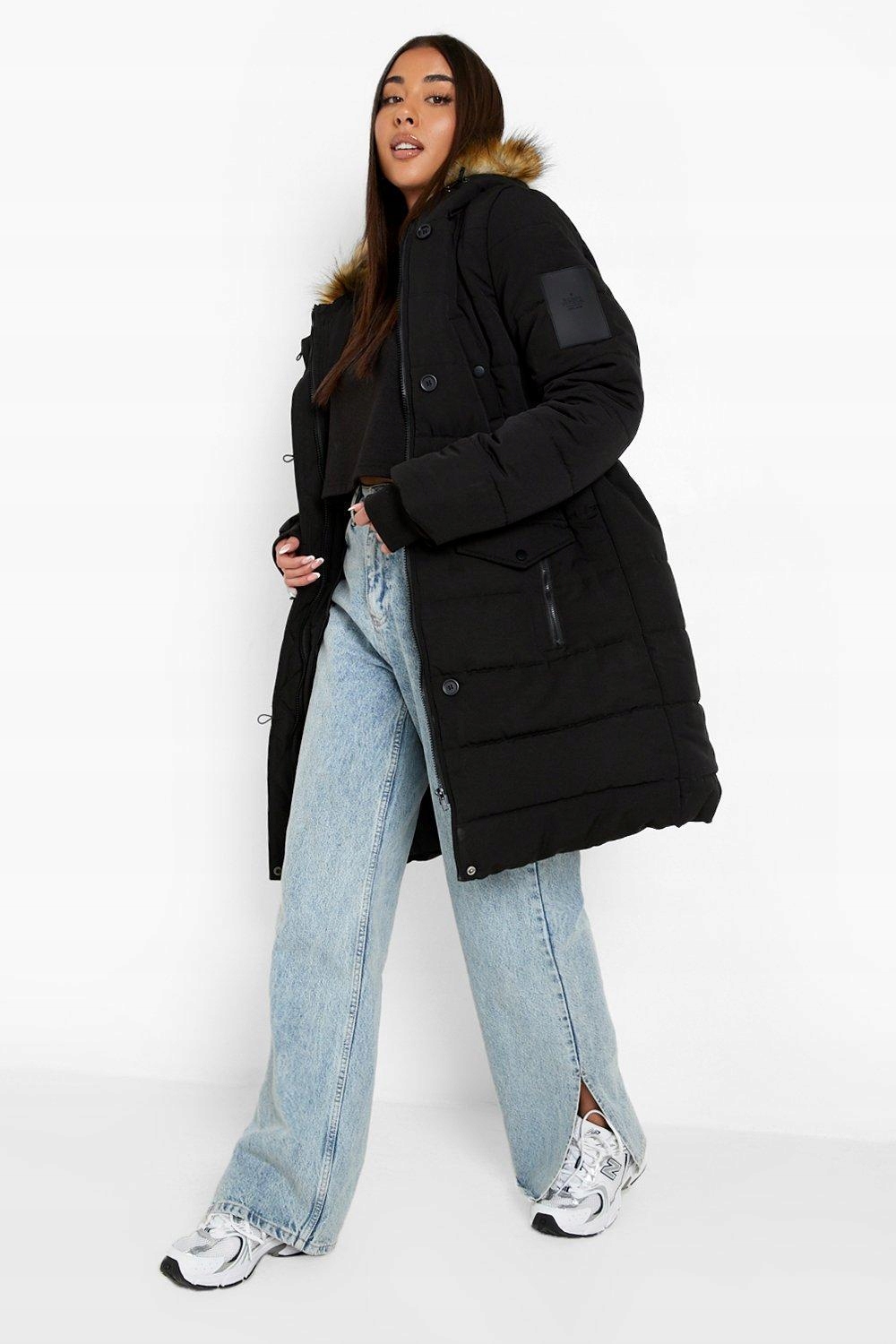 Boohoo Parka Bunda Černá Kzm XL
