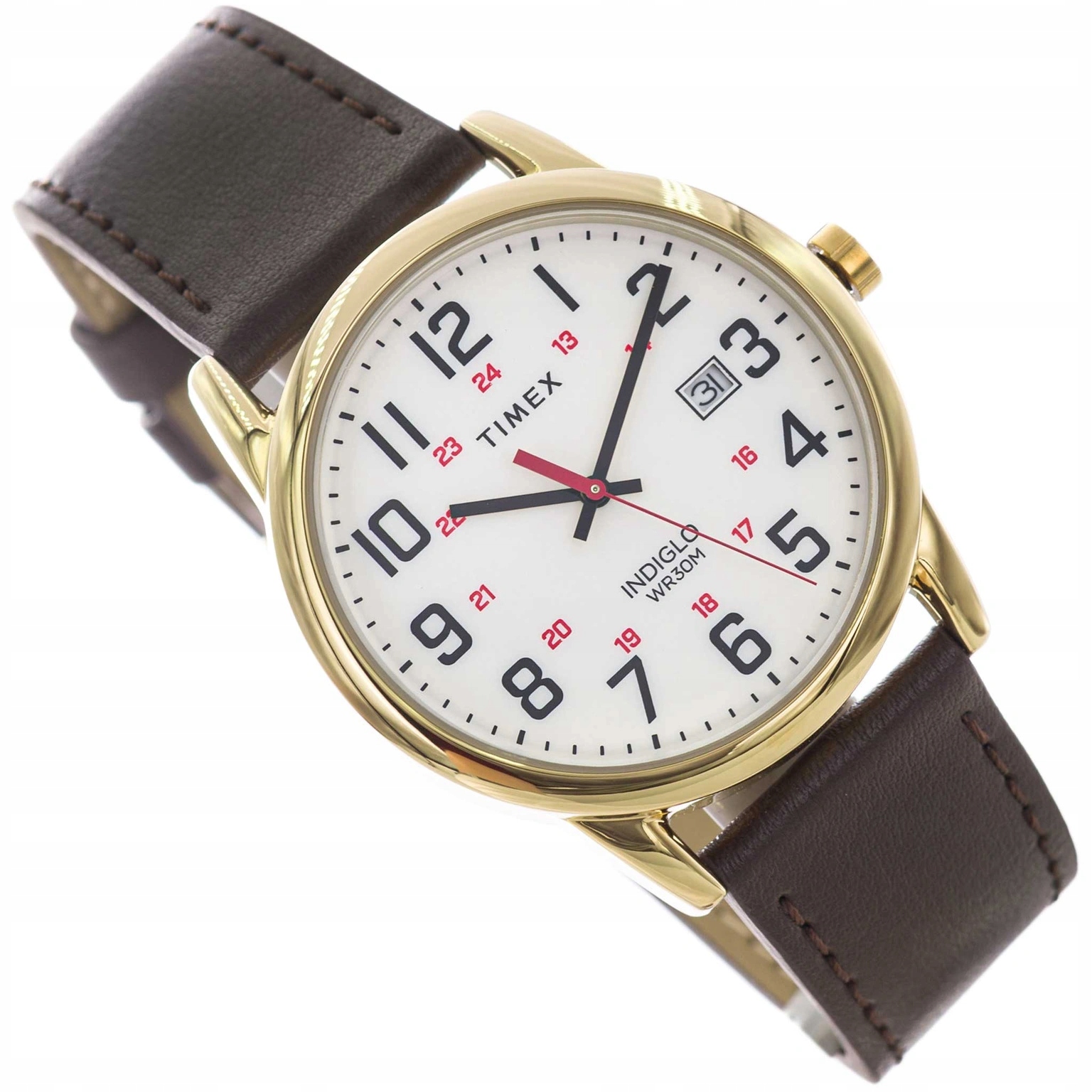 Pánské Hodinky Timex TW2Y12700 Easy Reader Hnědé Na Řemínku Datumovka