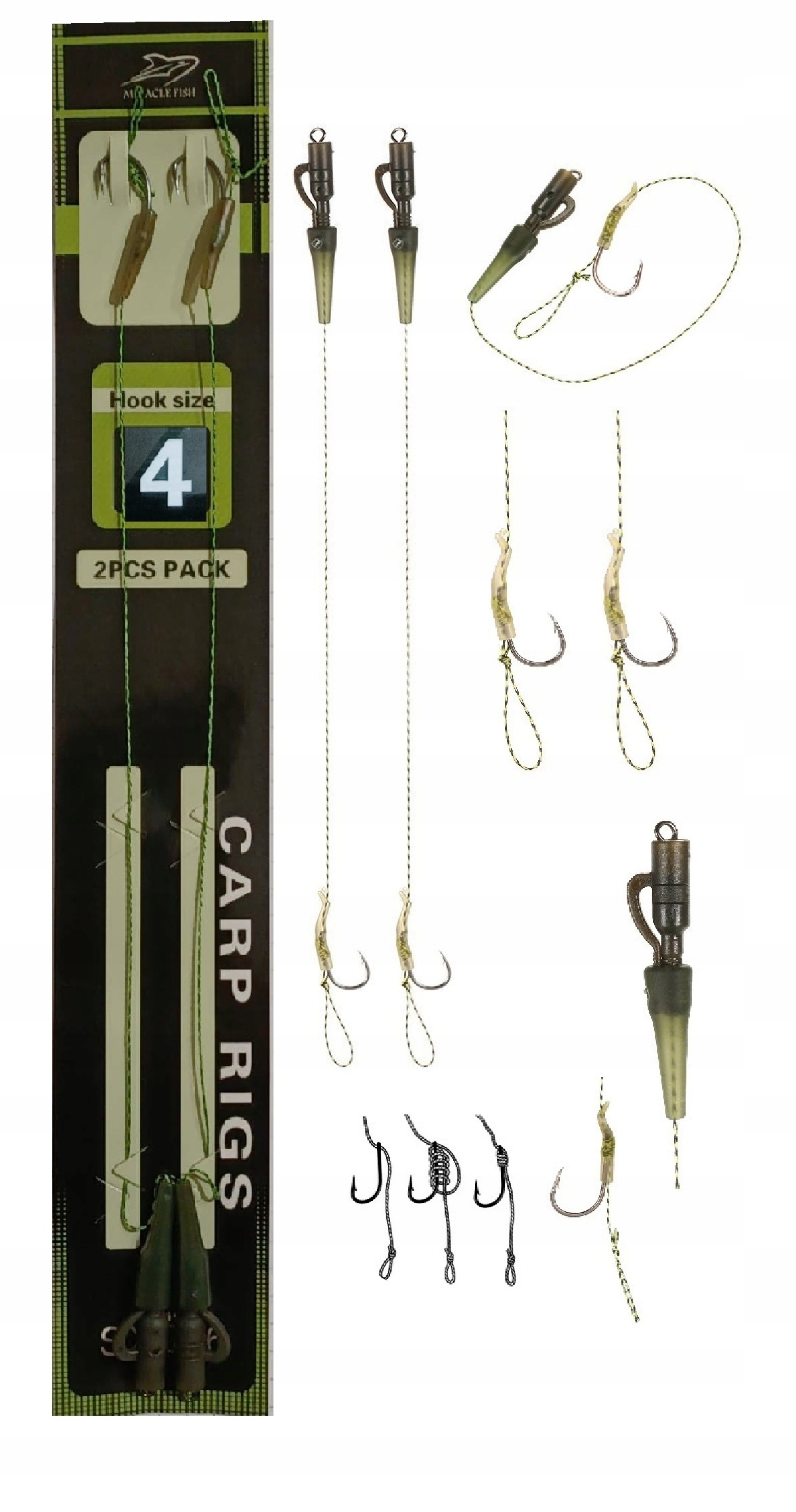 PRZYPONY KARPIOWE Z WŁOSEM PLECIONKA 0,16 HAK 4 Wytrzymałość 15 kg