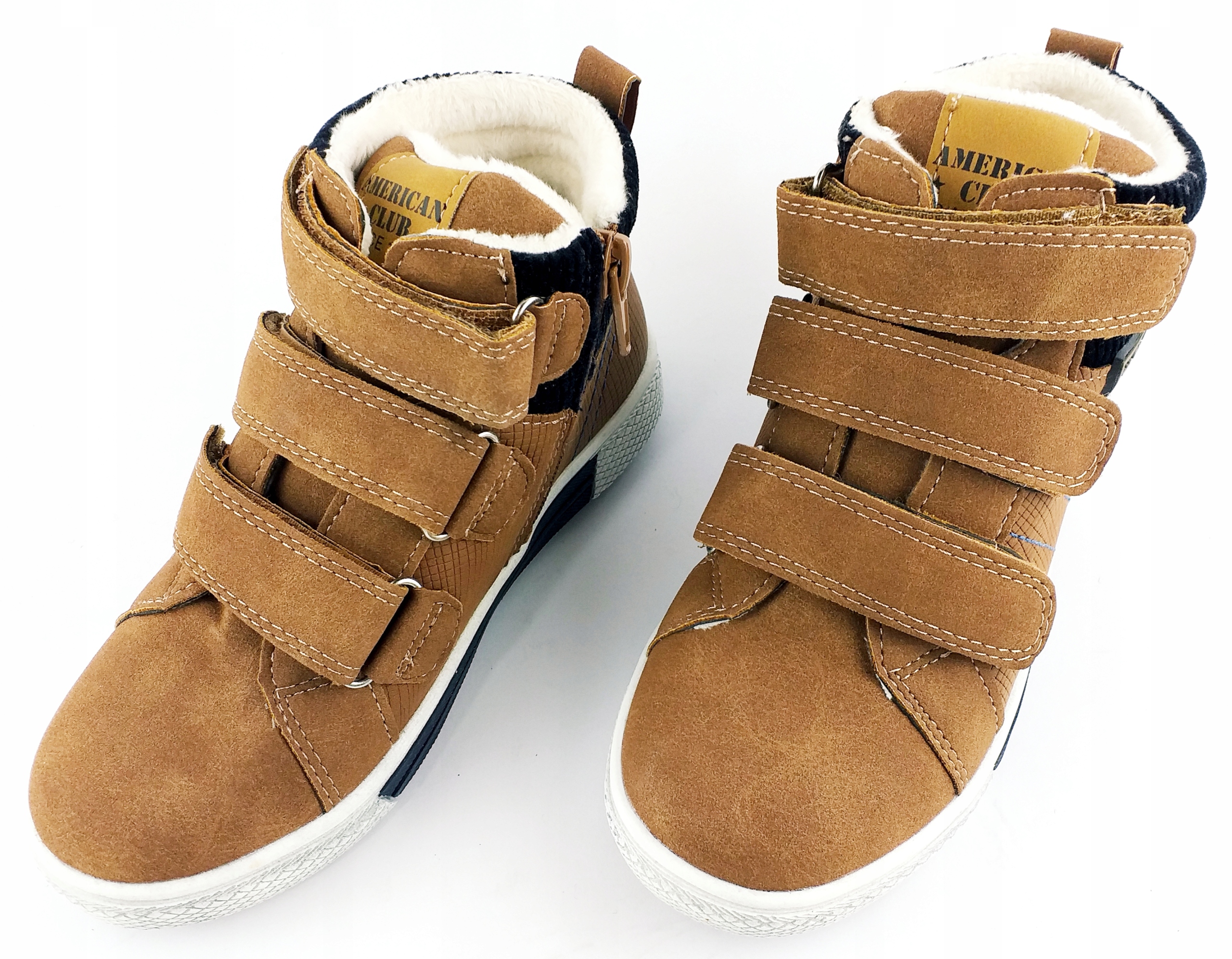 AMERICAN CLUB BUTY ZIMOWE TRAPERY RZEP CAMEL 34 Kolor beżowy