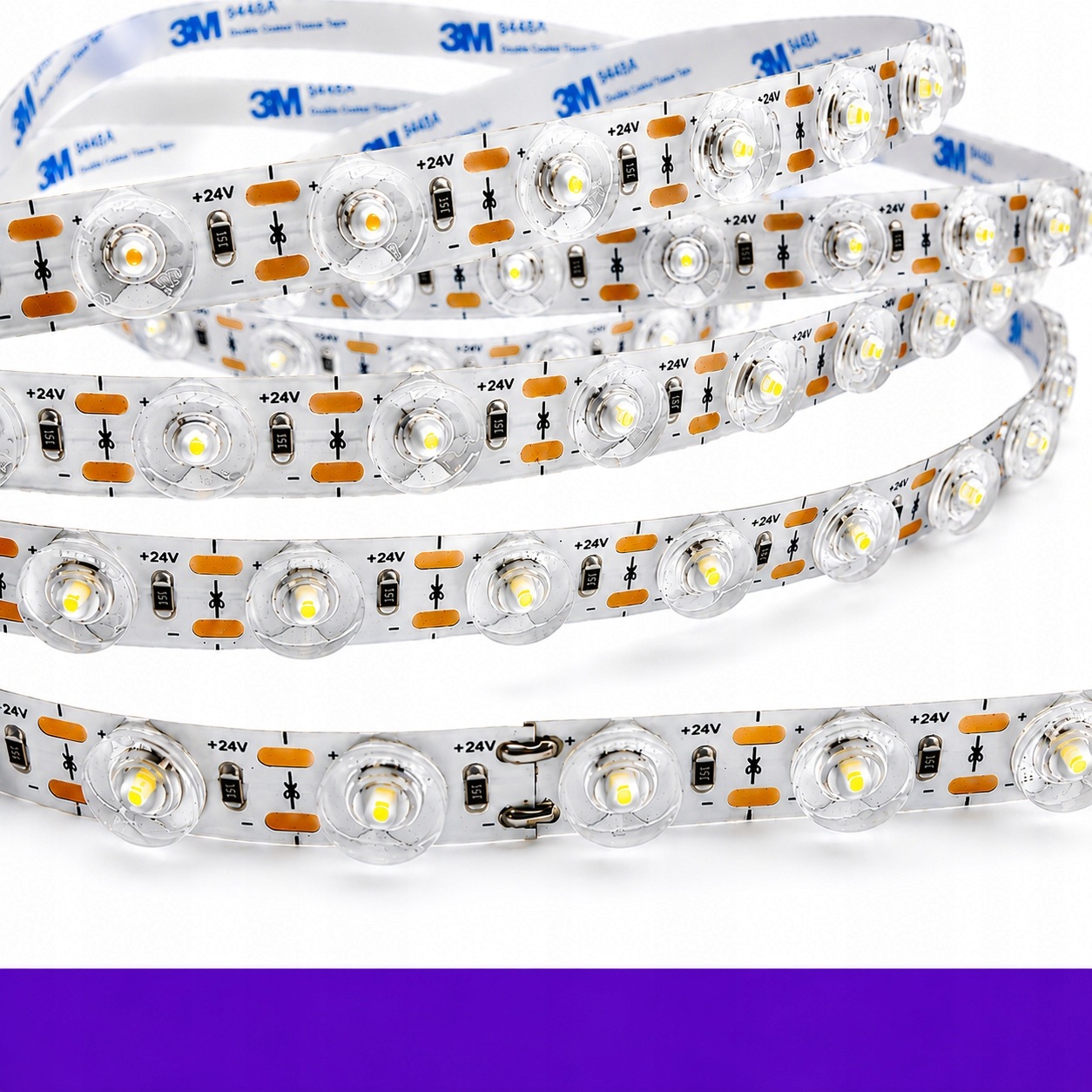Led páska optická čočka pro kazety 48 LED/m IP20 24V Fialová 10 m