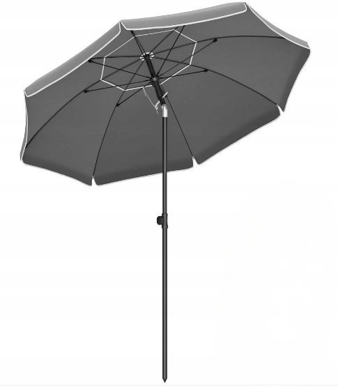 Klasický deštník Songmics šedý, 200 x 218 cm, zahradní, skládací, nastavitelný