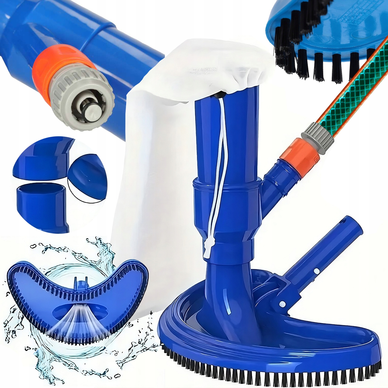 ZESTAW DO CZYSZCZENIA DNA BASENU OCZKA SIATECZKOWY WIELORAZOWY Z WORKIEM