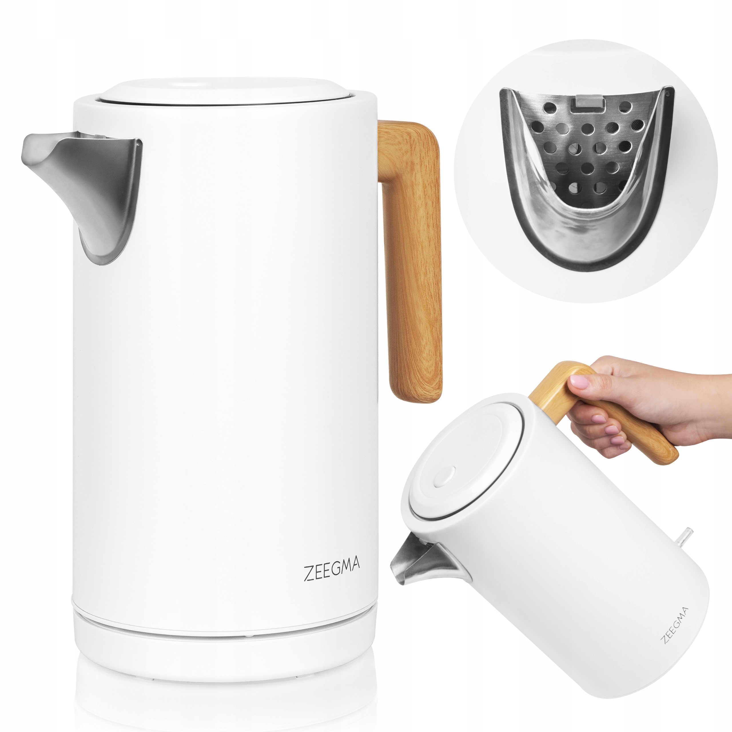 Zeegma Czajnik elektryczny Ze-ketlee White Wood 2200 W 1,7 l biały