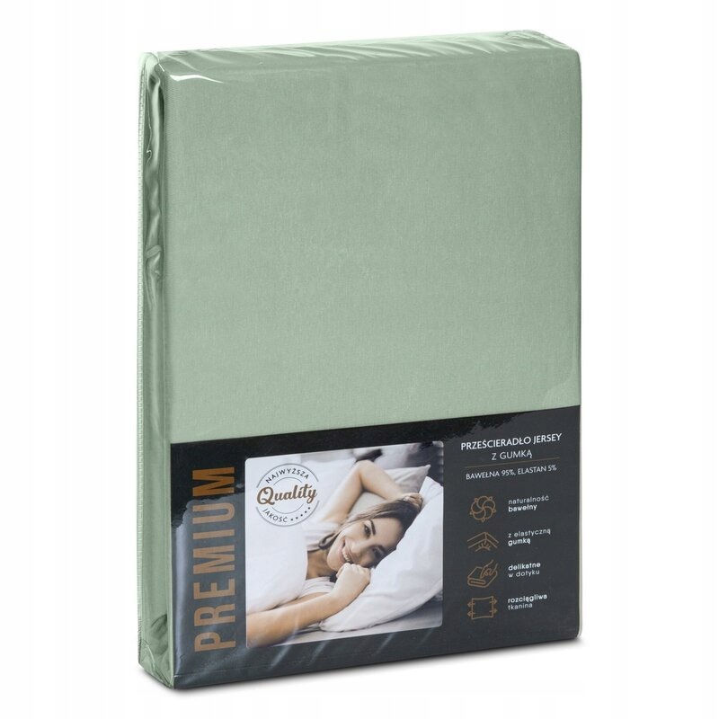 Prostěradlo jersey s gumičkou 220x200, mátové, na vysokou matrace, 30 cm