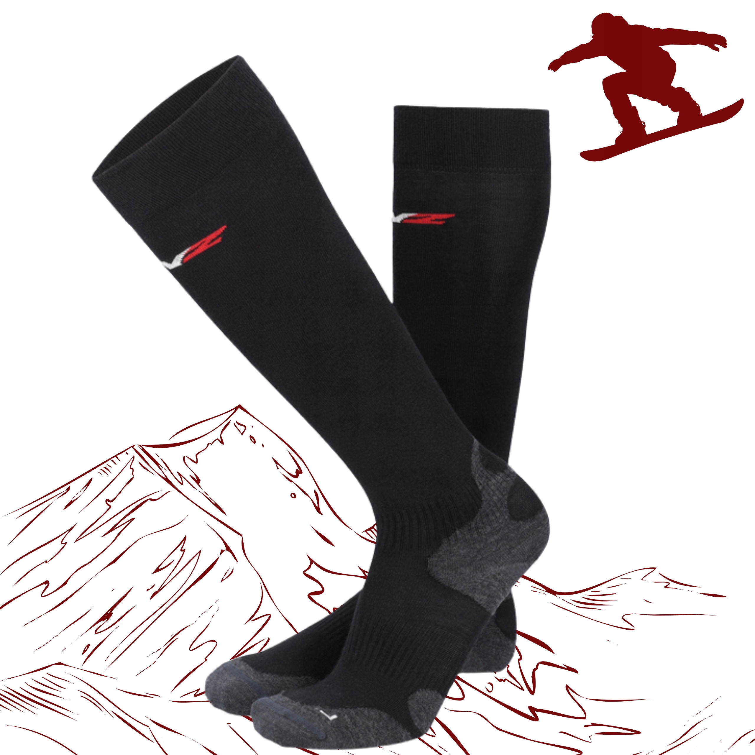 Ciepłe Skarpety Narciarskie Snowboardowe Wełna Merino Lenz Skiing 6.0 42-44