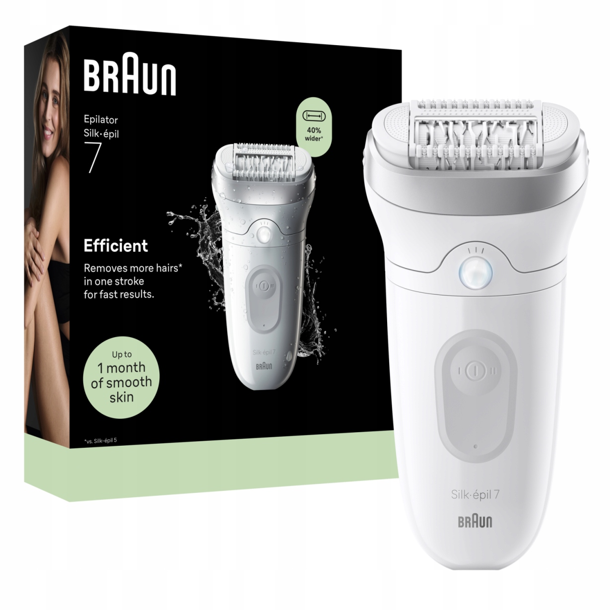 Braun Silk epil 7, Depilator Na Mokro/Sucho do depilacji dla kobiet Srebrny