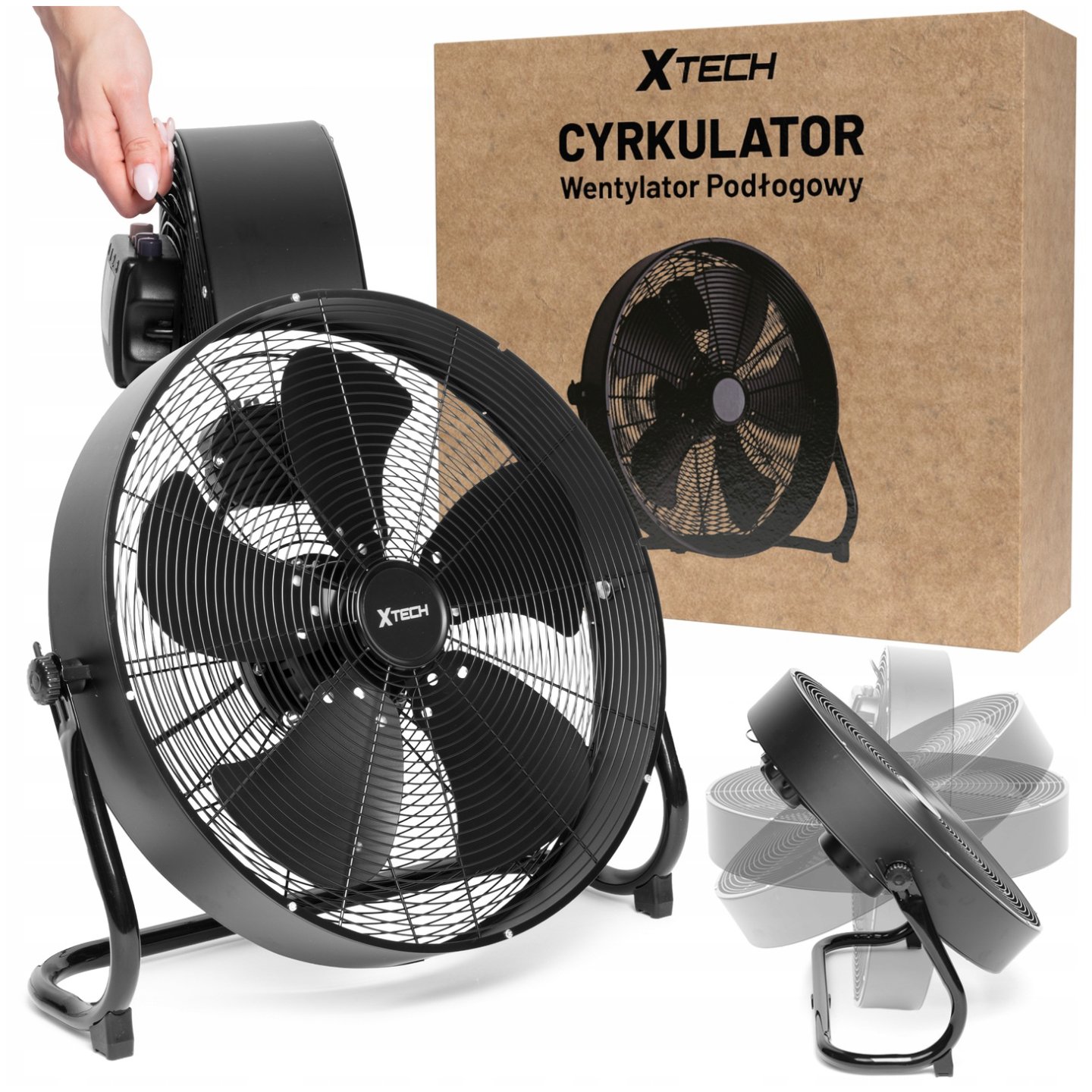 Cirkulátor Podlahový ventilátor Regulovatelný Silný větráček 45 cm Xtech