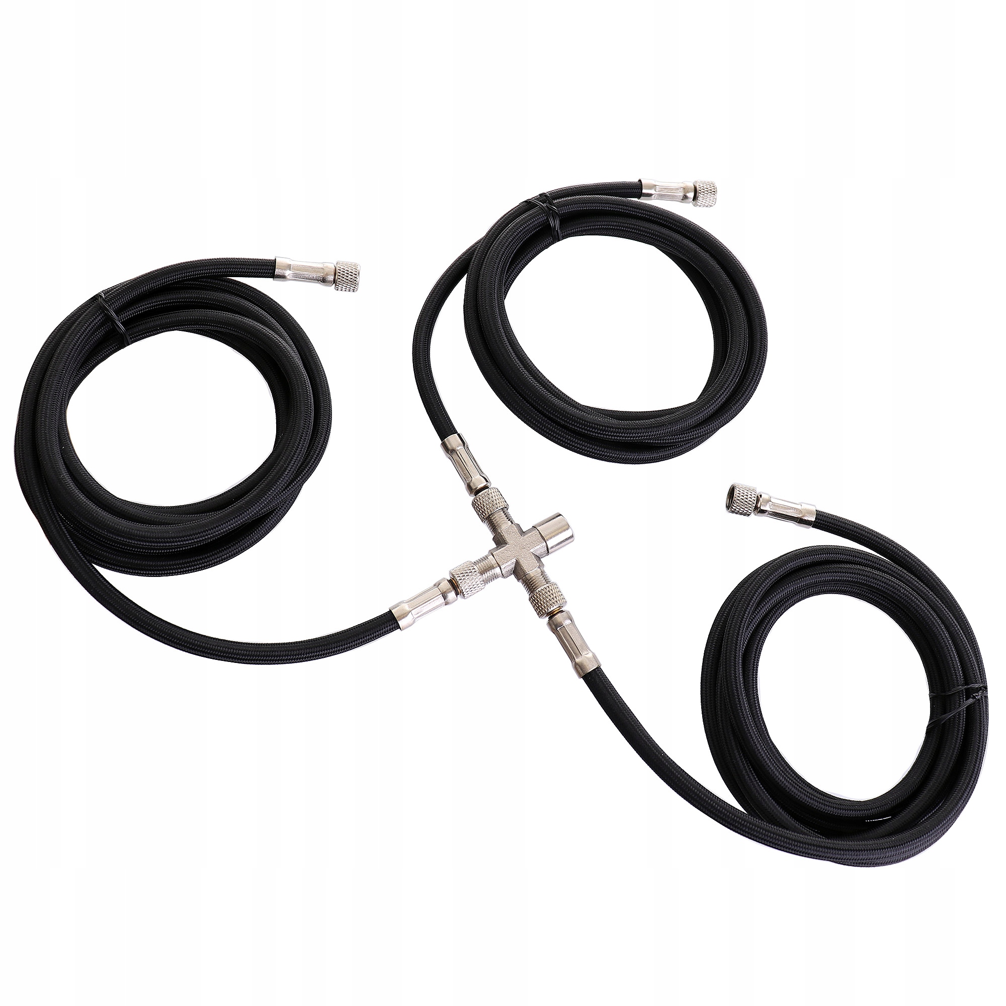 2x Rozdělovač 1/8" pro kompresor na 3 aerografy 3x Hadicová hadice 1,8 m závit 1/