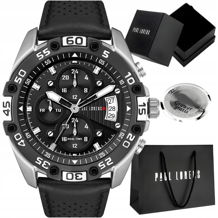 Pánské hodinky Paul Lorens Qerco – den v měsíci a týdnu – S Gravírováním