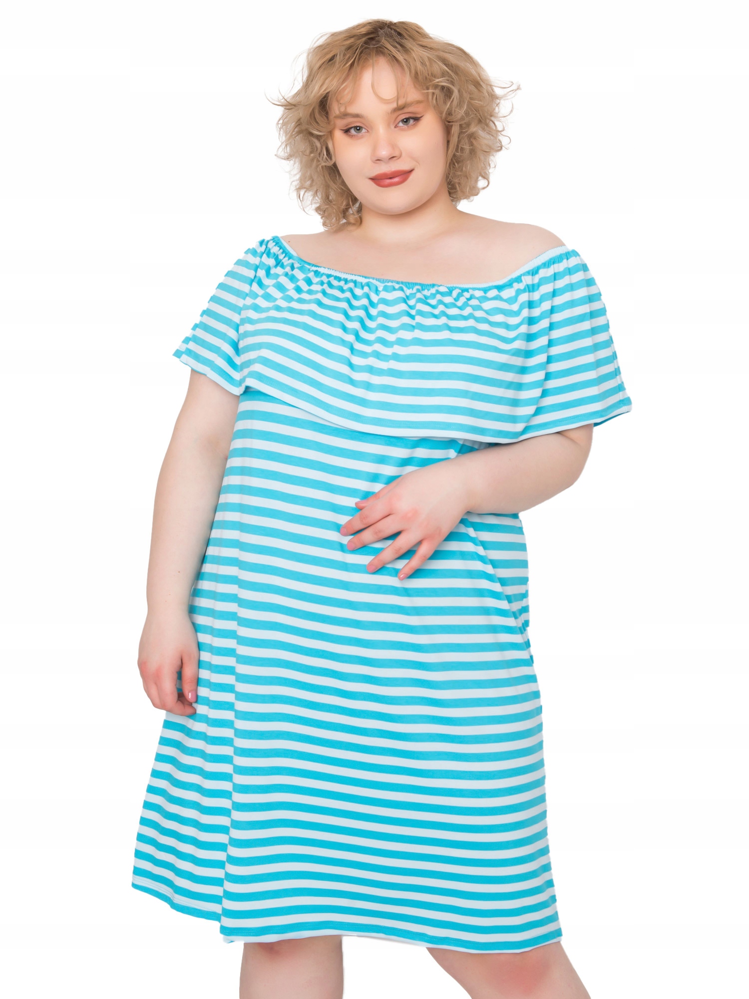 

Wygodna Sukienka Damska w paski Plus Size - XL