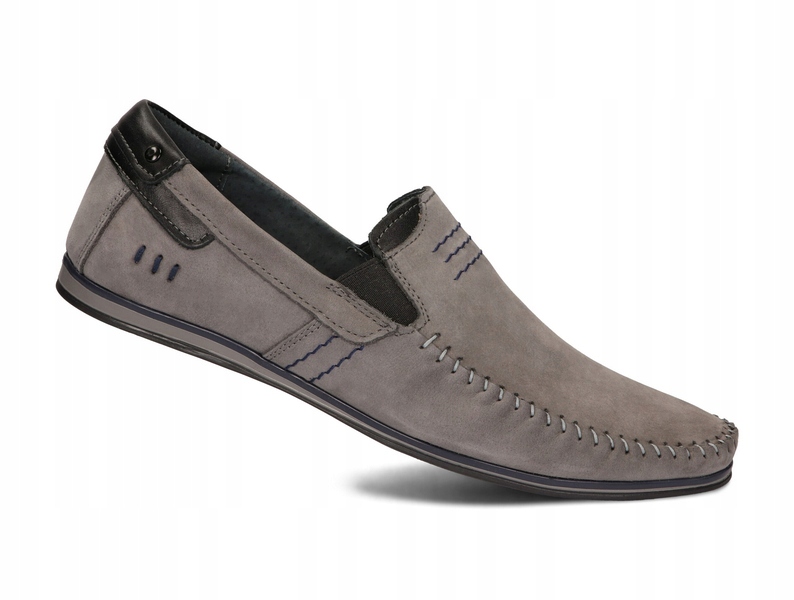 MOKASYNY BUTY MĘSKIE SKÓRA CASUAL 876 SZARY 43 Kod producenta 876