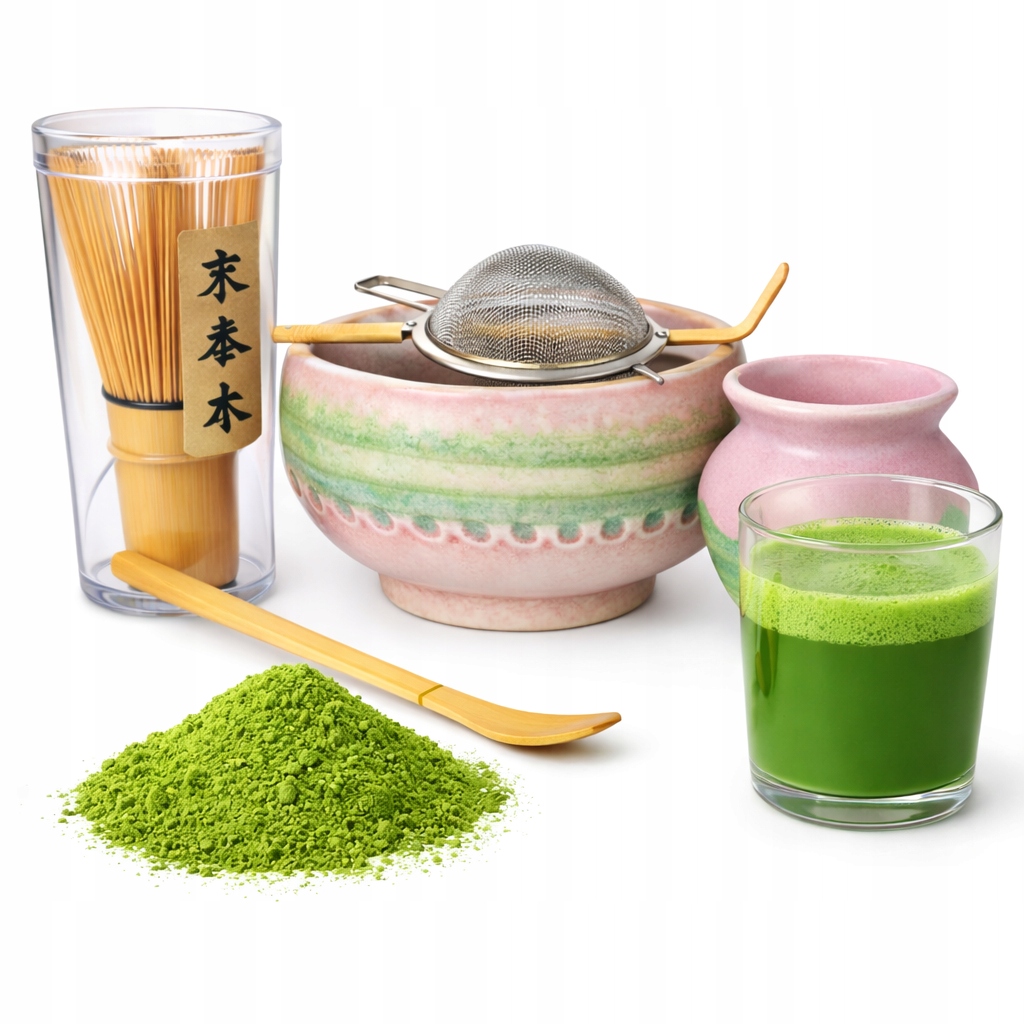 Zestaw do Machy komplet do parzenia matcha sitko łyżeczka misa kubek