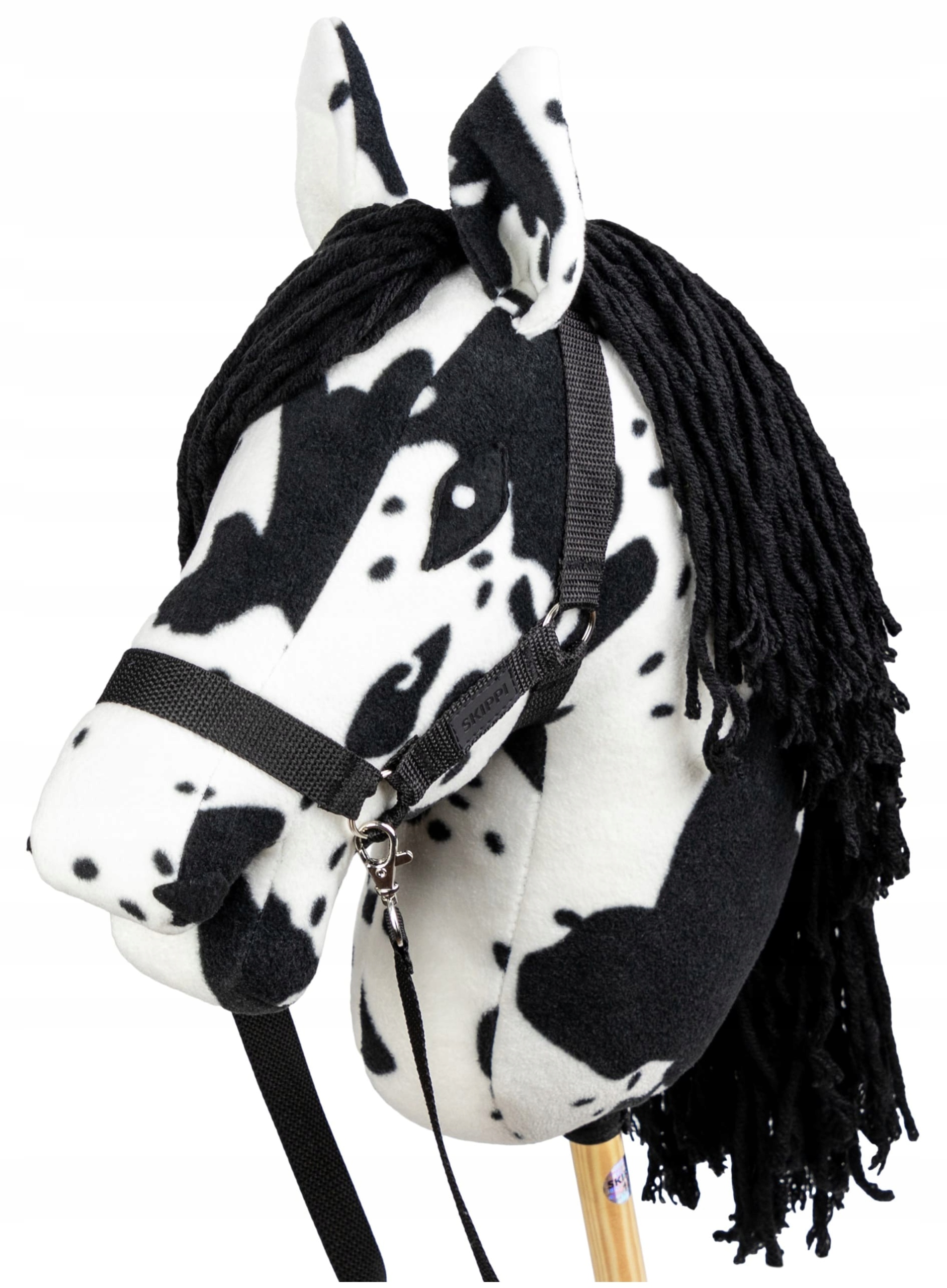 KOŃ NA KIJU HOBBY HORSE SKIPPI KONIK NA PATYKU DLA DZIECKA BIAŁO-CZARNY