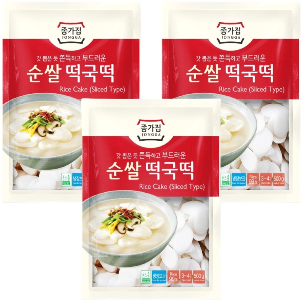 3x Korejské Rýžové Knedlíčky Tteokbokki Topokki plátky Sliced 500g Jongga