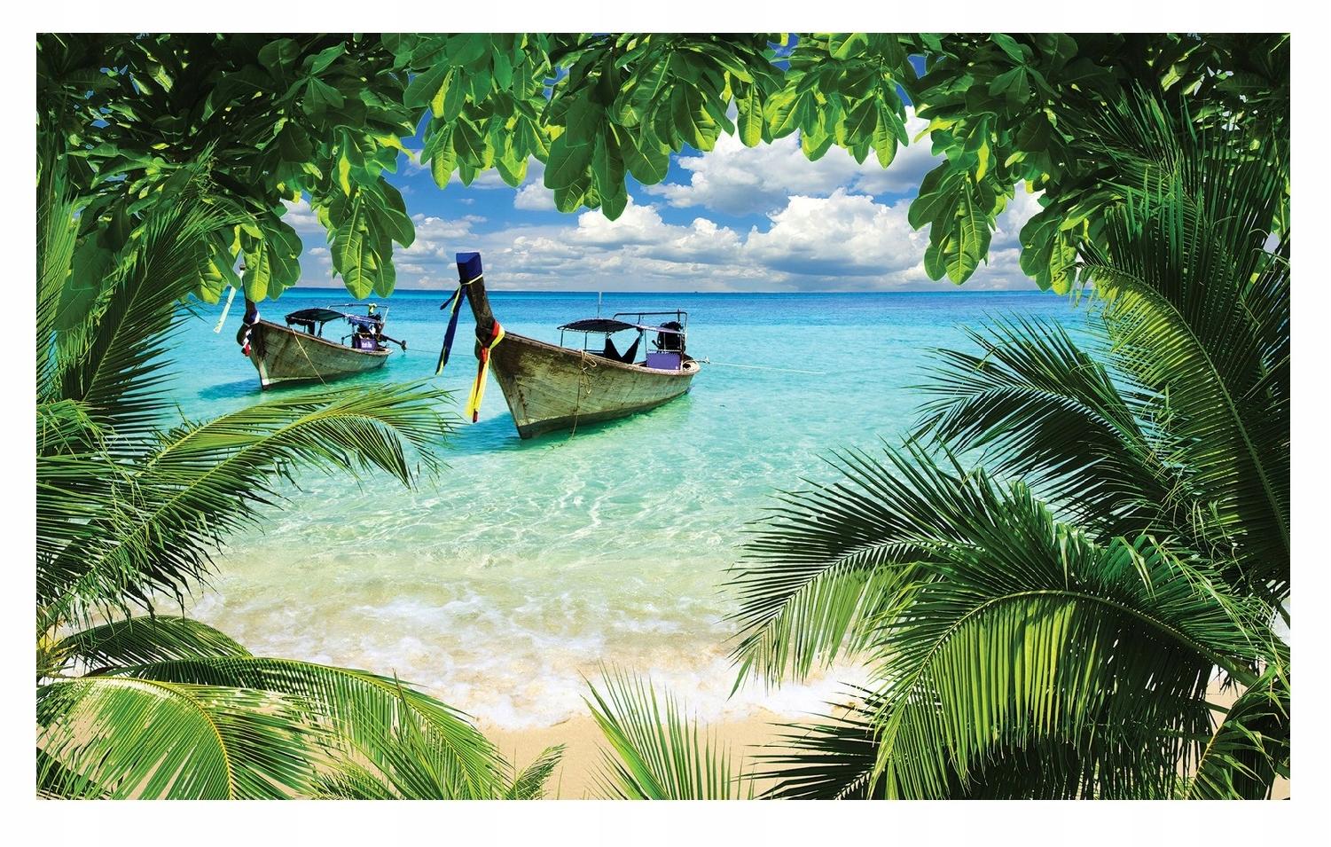 Fototapeta Džungle Pláž Palmy Moře 3D 254x184