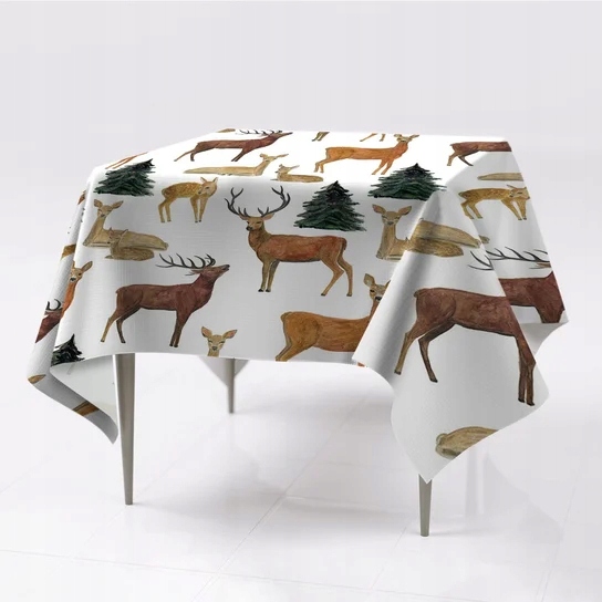 Ubrus na stůl s grafikou Jeleni Dekorace Jídelny 150x150 cm