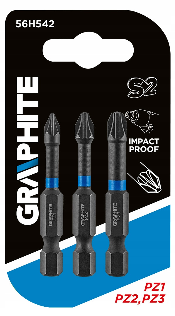 

Bity udarowe zestaw PZ1 PZ2 PZ3 50mm 3szt Graphite