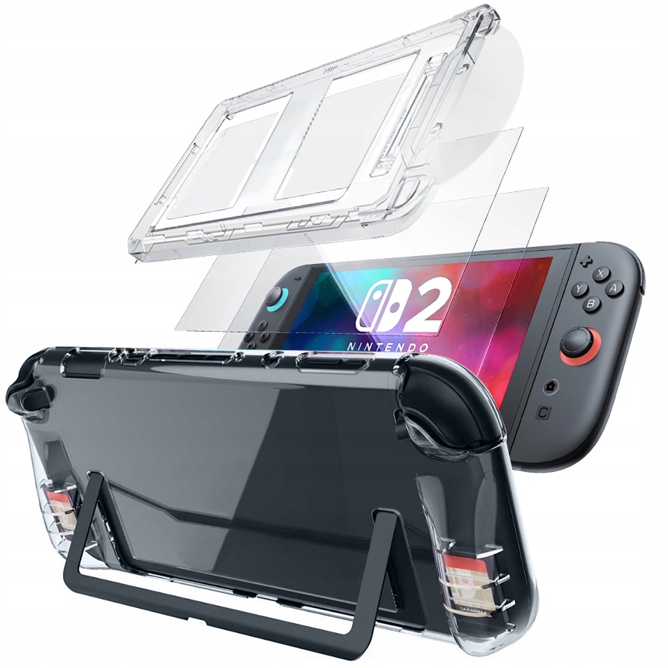 ETUI + 2x SZKŁO Z RAMKĄ DO MONTAŻU DO NINTENDO SWITCH 2 ŁATWY SZYBKI MONTAŻ