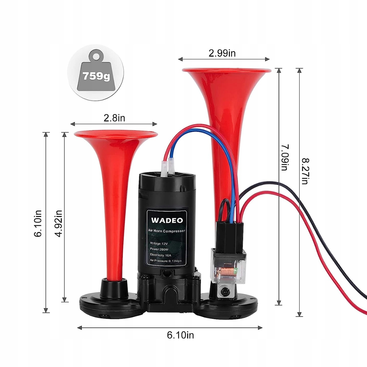 MOCNY GŁOŚNY KLAKSON SAMOCHODOWY SYGNAŁ ZESTAW 12V Stan opakowania oryginalne