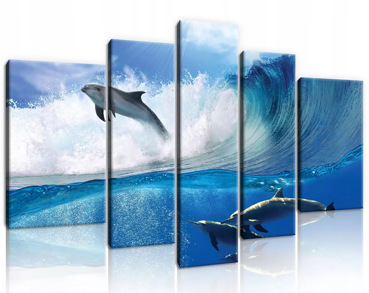 Obraz Na Plátně Canvas 170x100 Delfin, Vlny, Voda