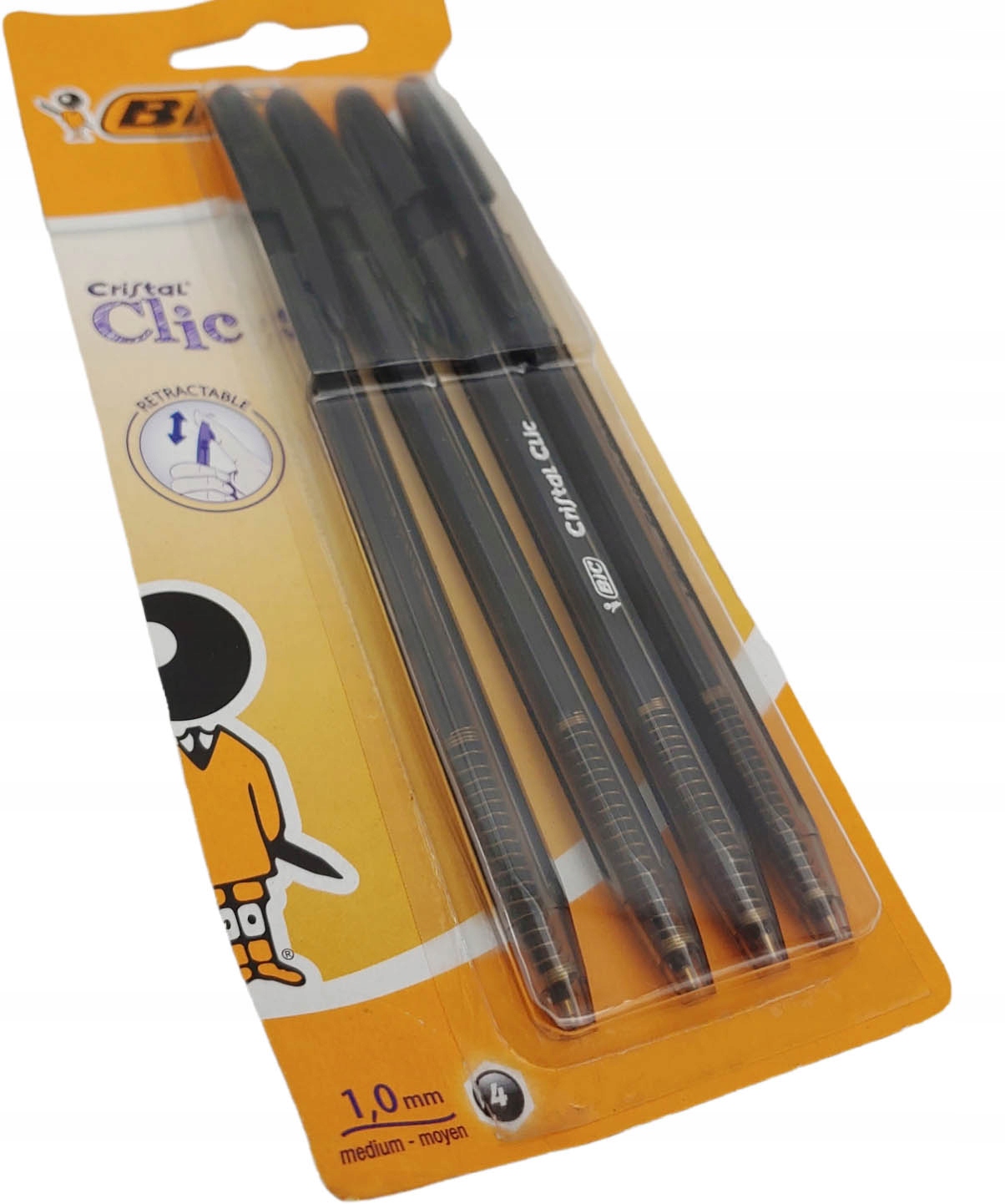 

Długopisy 4 szt Czarne 1mm Bic Cristal CLIC