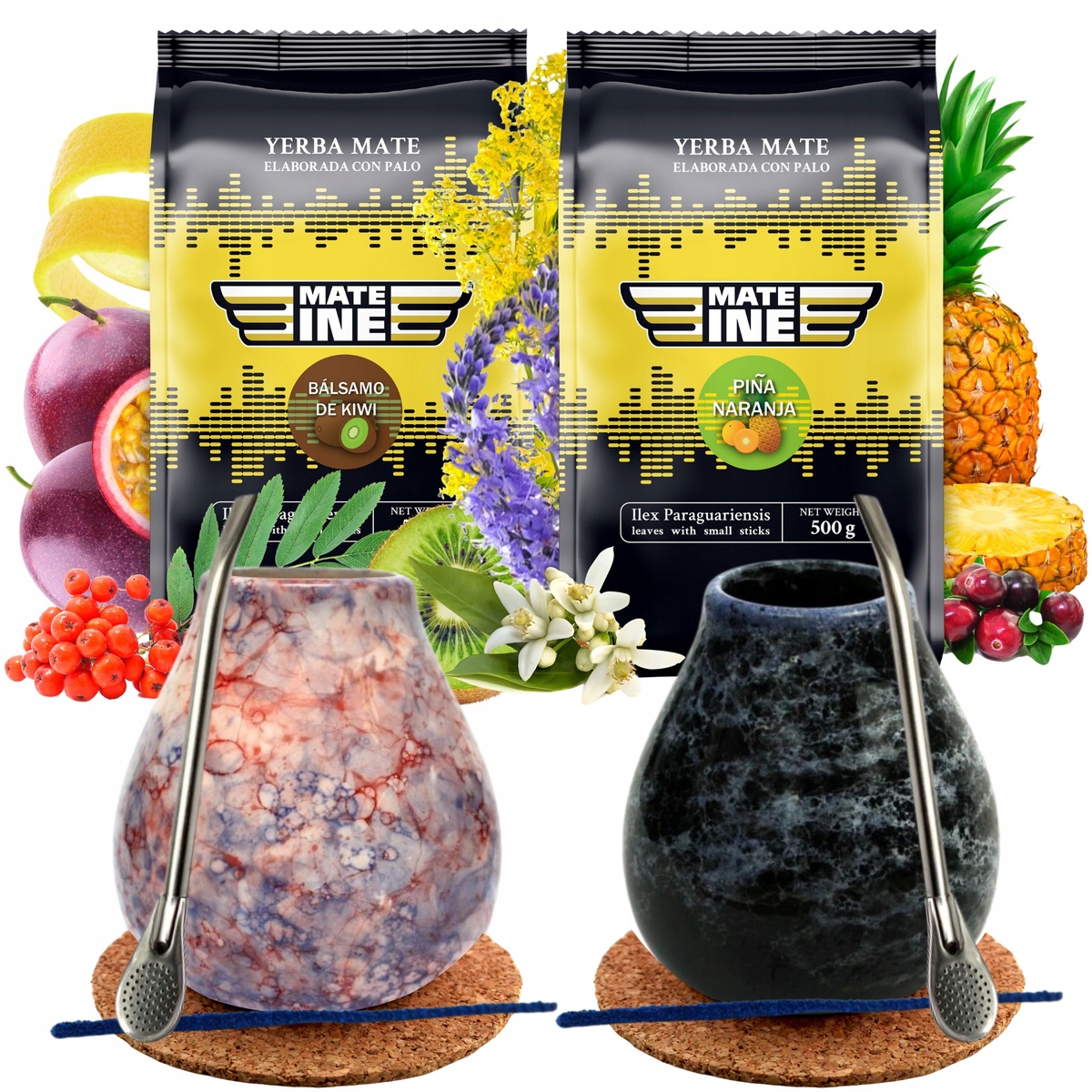 Levně Dárková Sada Yerba Mate Mateine Silná Matero bombilla Pro Dva