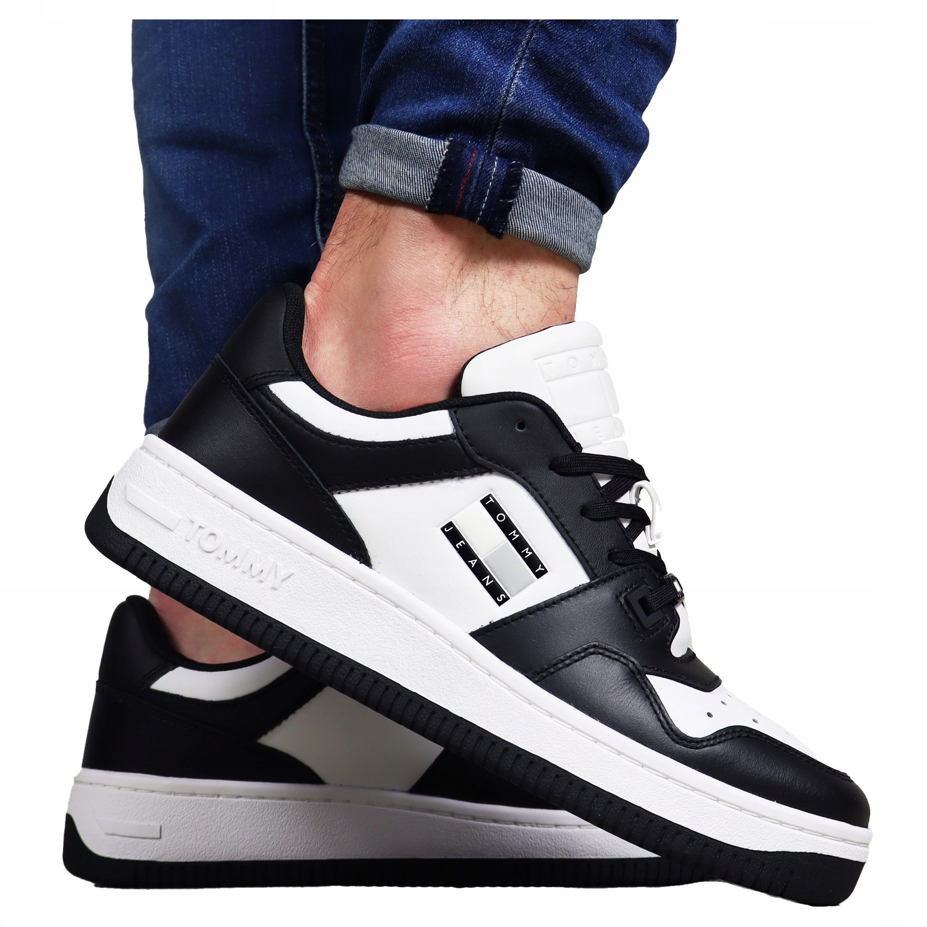 Tommy Hilfiger Kožené pánské boty Originál tenisky Černé sportovní pohodlné