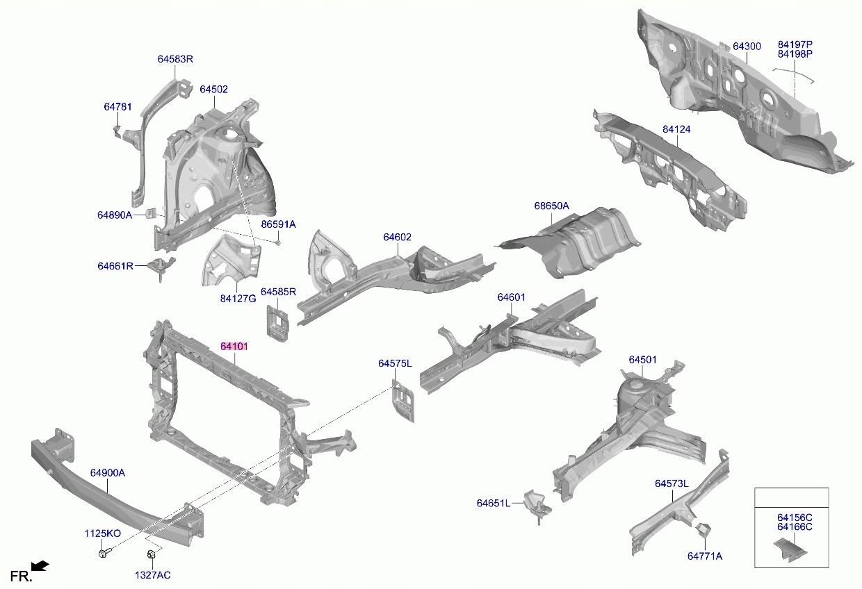 support panel for radiators pillar iron KIA SORENTO 4 IV MQ4 2020- 64101-P2000
