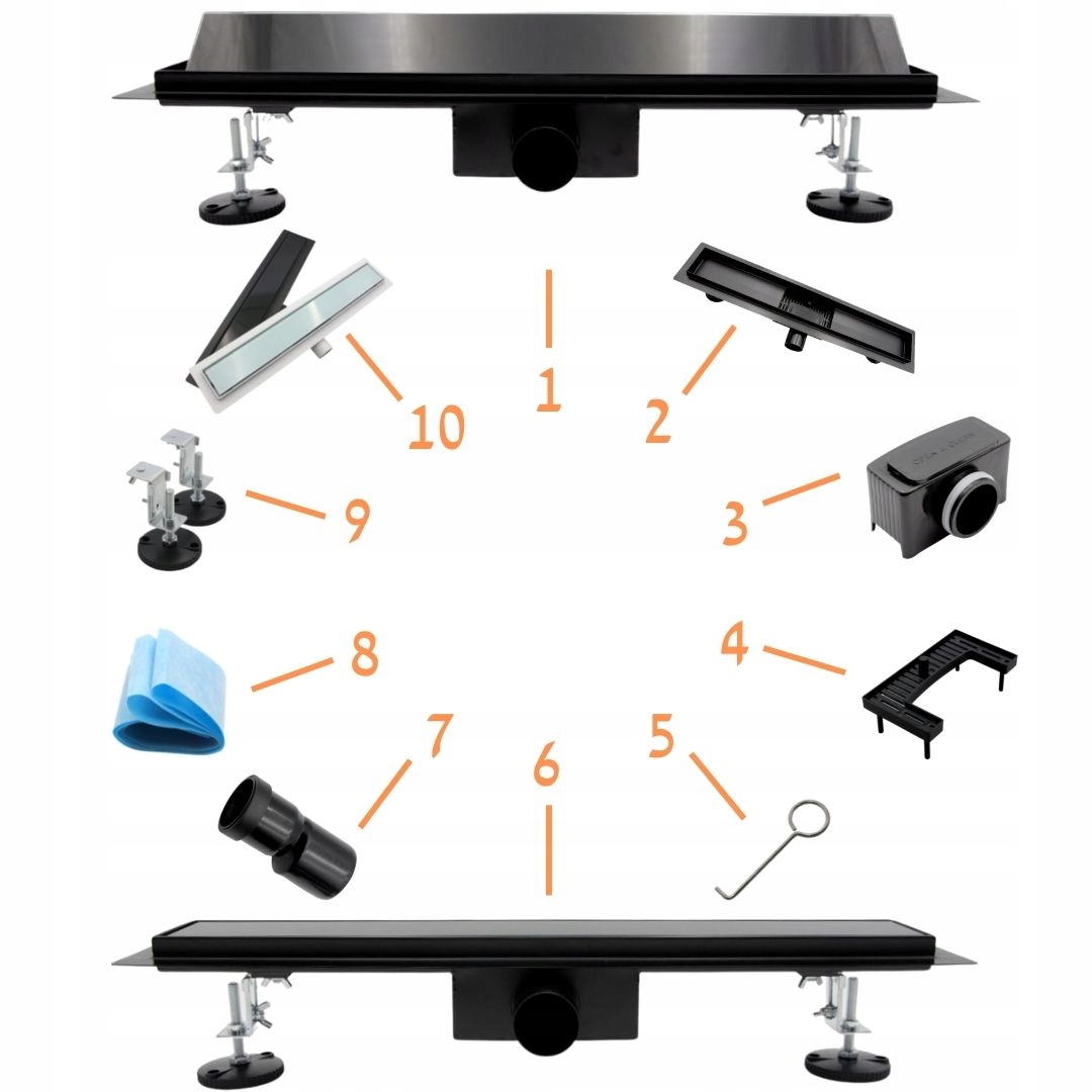 ODPŁYW LINIOWY CZARNY 90 CM CZARNE SZKŁO SZKLANY Rodzaj liniowy