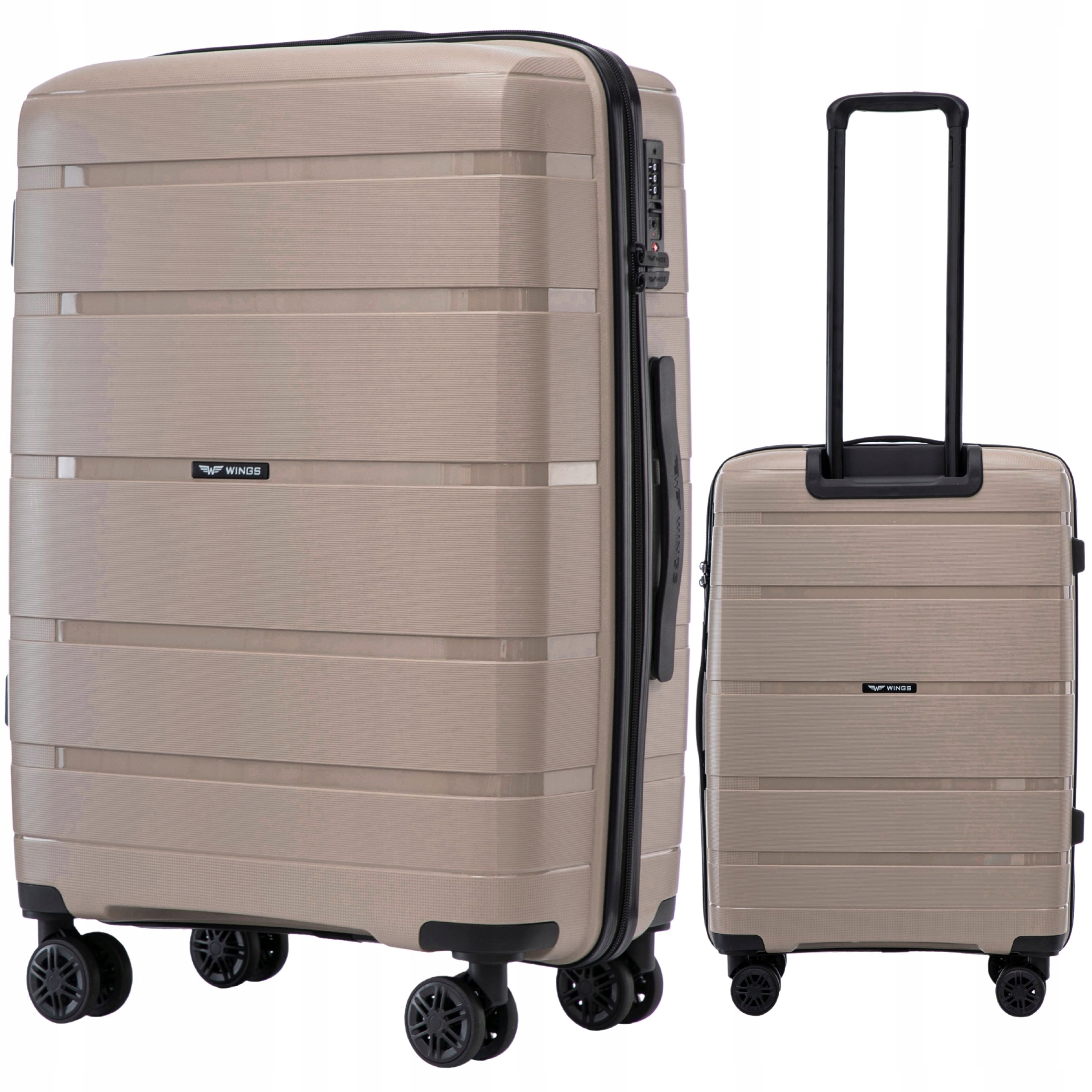 Cestovní kufr Wings Béžový Registrovaný Zavazadlový Prostor se 4 kolečky z Polypropylenu